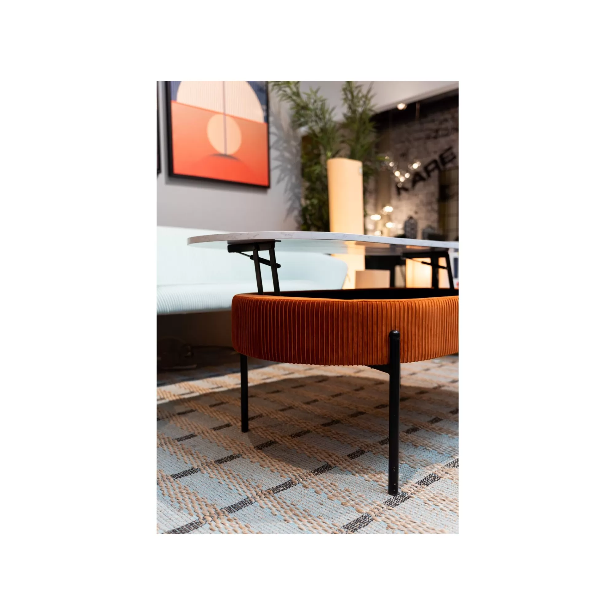 KARE Design Table Basse Coffre Ballabile Orange Effet Marbre Blanc ^ Table Basse
