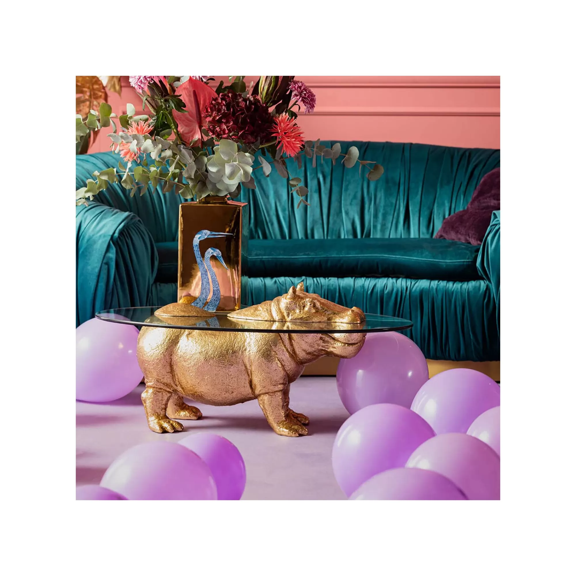 KARE Design Table Basse Hippopotame Doré ^ Table Basse