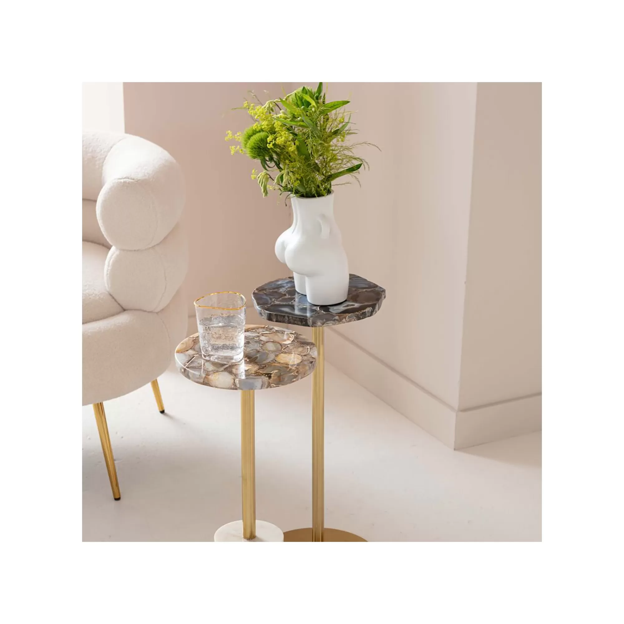 KARE Design Table D'appoint Agate Bleue 25cm ^ Table D'Appoint & De Chevet