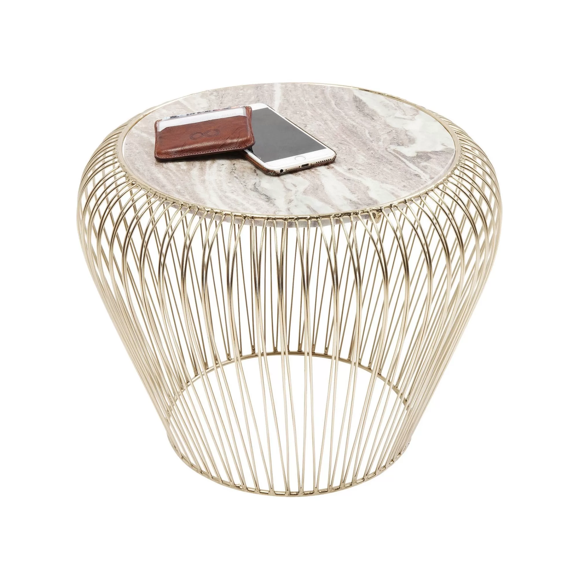 KARE Design Table D'appoint Beam Dorée Marbre Gris 43cm ^ Table D'Appoint & De Chevet