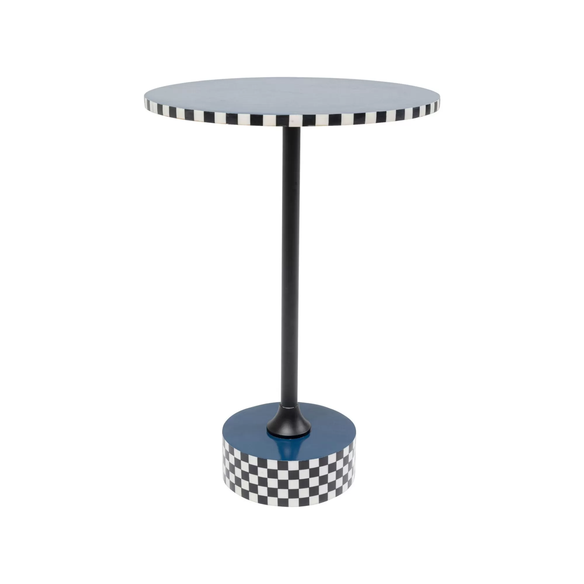 KARE Design Table D'appoint Domero Checkers 40cm Bleue ^ Table D'Appoint & De Chevet