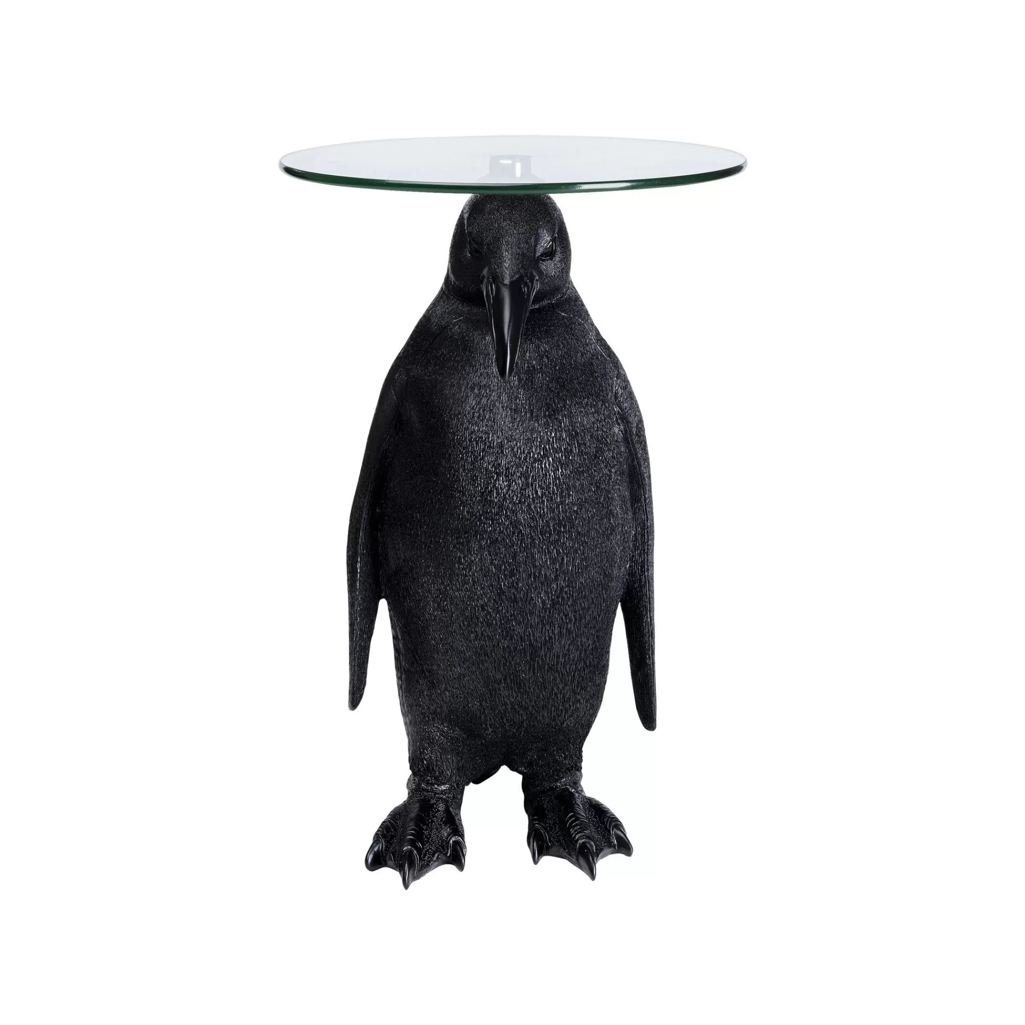 KARE Design Table D'appoint Pingouin Noir Plateau Verre ^ Table D'Appoint & De Chevet