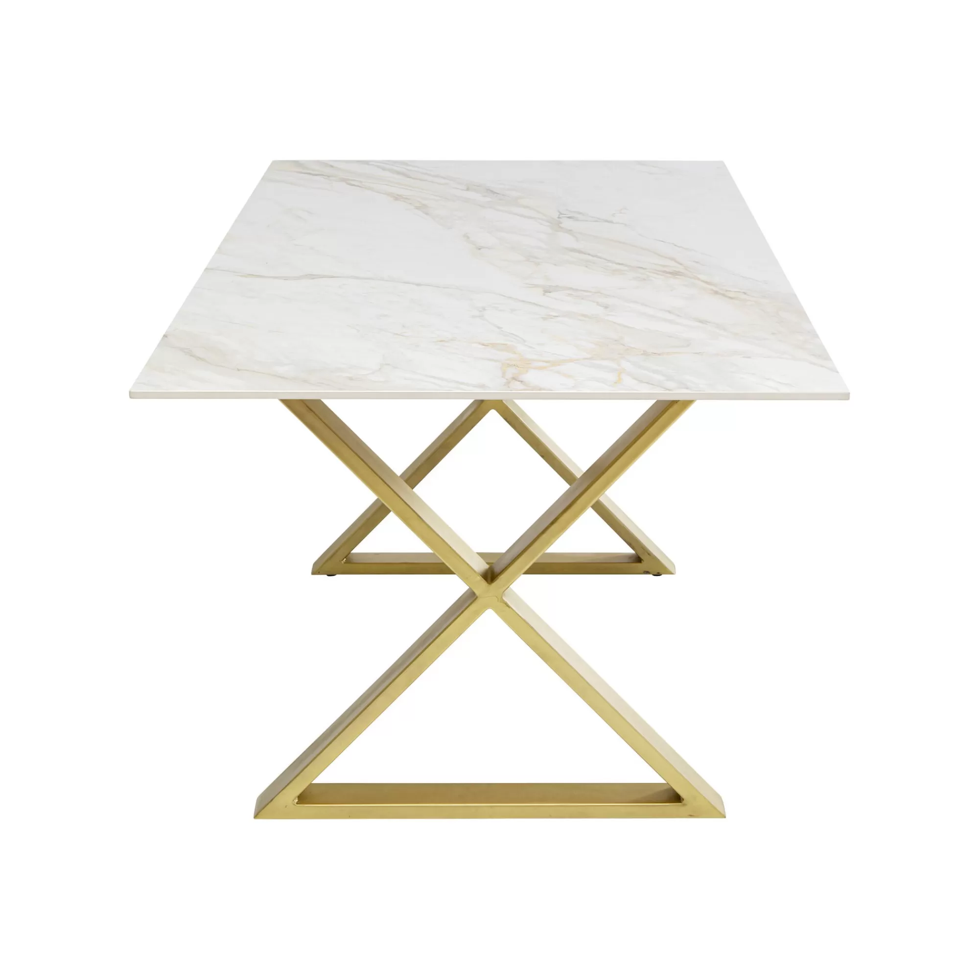 KARE Design Table Eternity Cross Blanche Et Dorée 180x90cm ^ Table