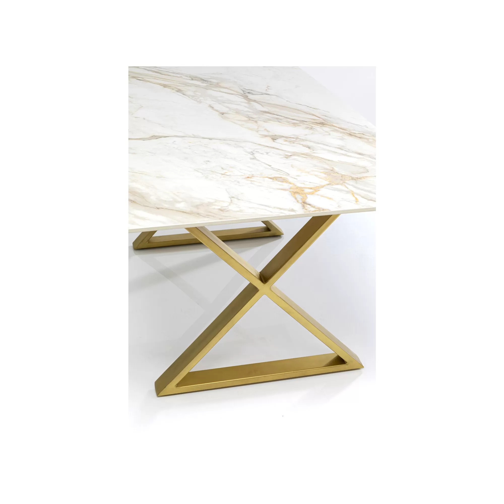 KARE Design Table Eternity Cross Blanche Et Dorée 180x90cm ^ Table