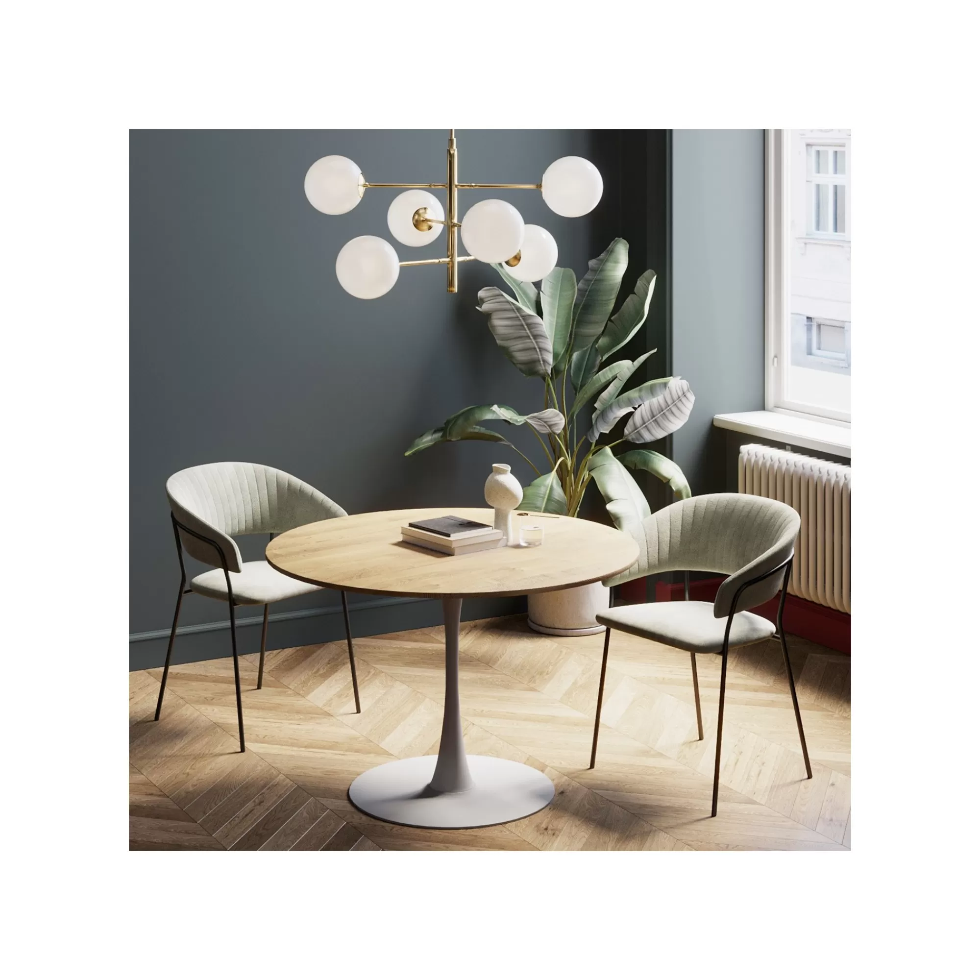 KARE Design Table Schickeria 110cm Chêne Et Blanche ^ Table