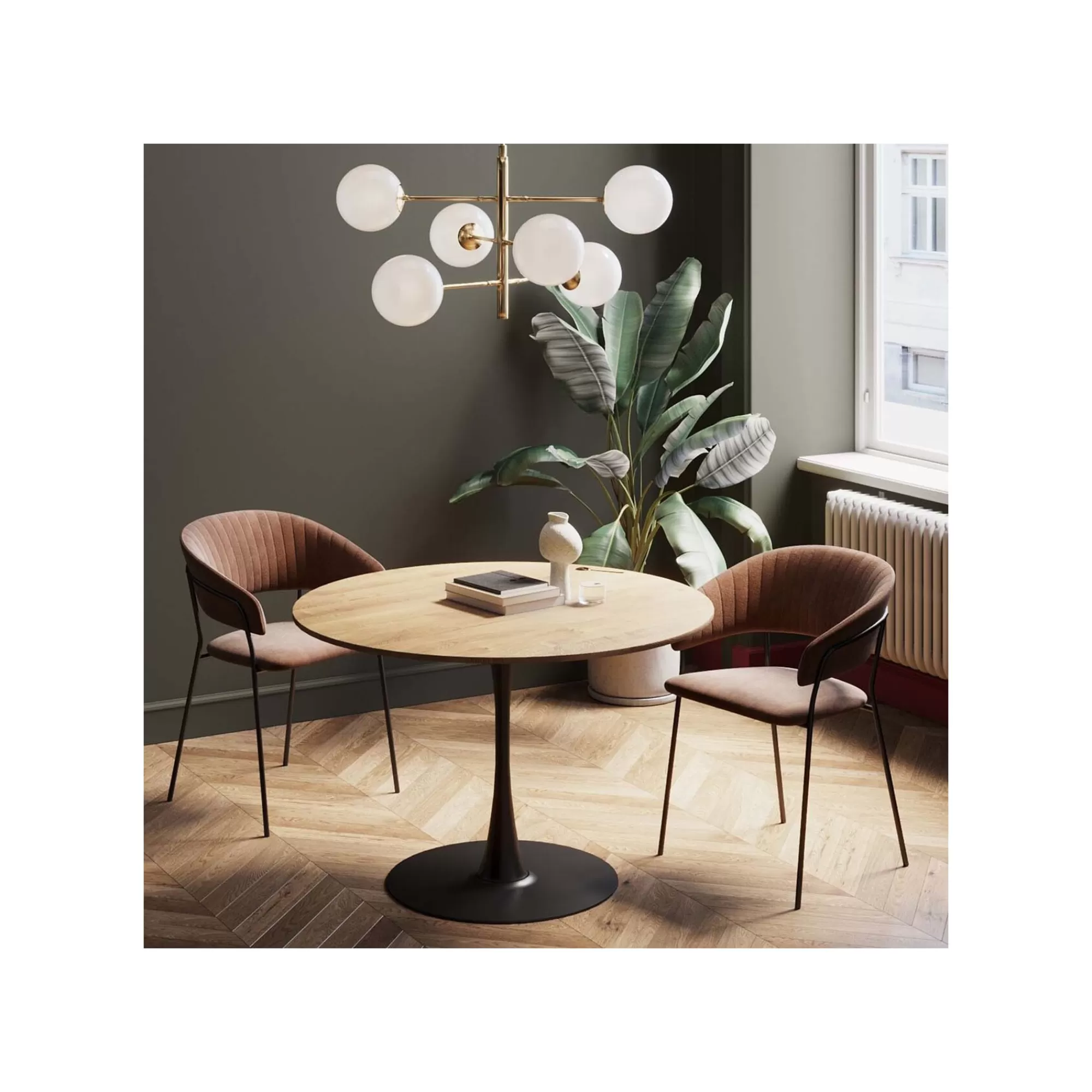 KARE Design Table Schickeria 110cm Chêne Et Noire ^ Table