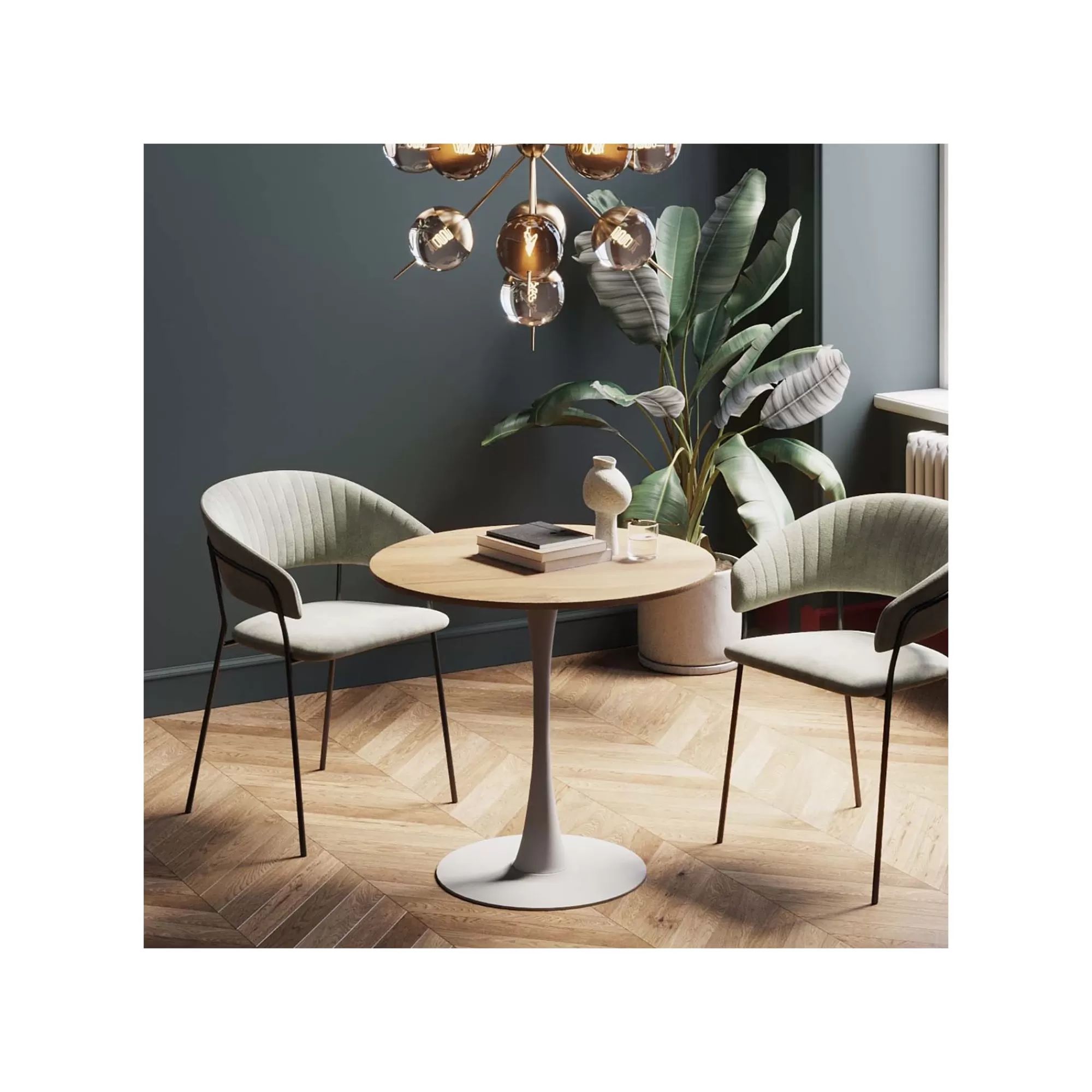 KARE Design Table Schickeria 80cm Chêne Et Blanche ^ Table