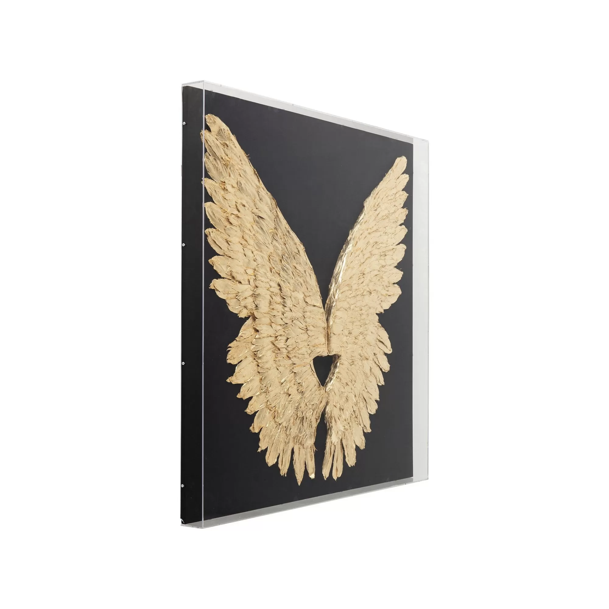 KARE Design Tableau 3D Ailes Noires Et Dorées 120x120cm ^ Tableau