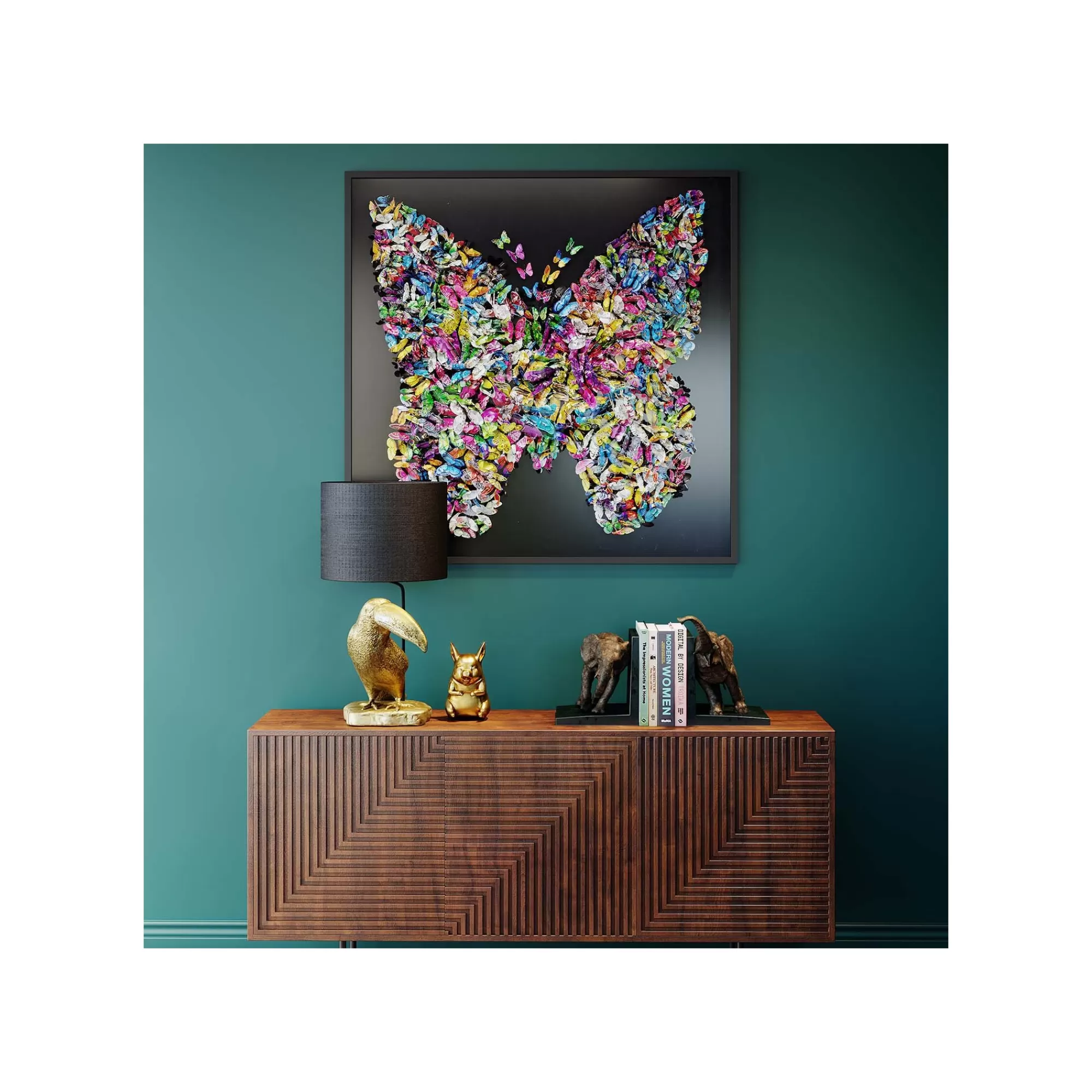 KARE Design Tableau 3D Papillons 120x120cm ^ Tableau