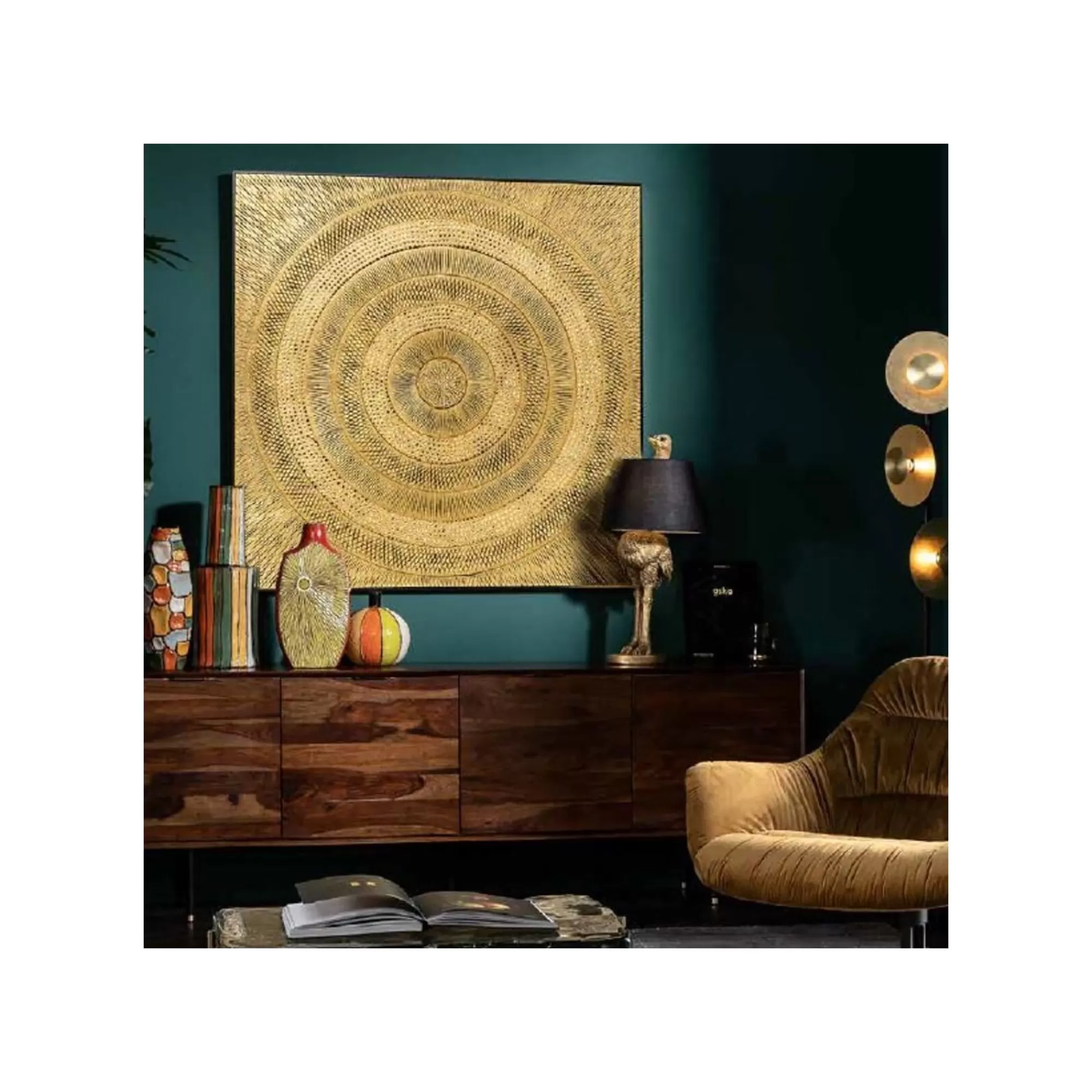 KARE Design Tableau Art Circle Doré 120x120cm ^ Tableau