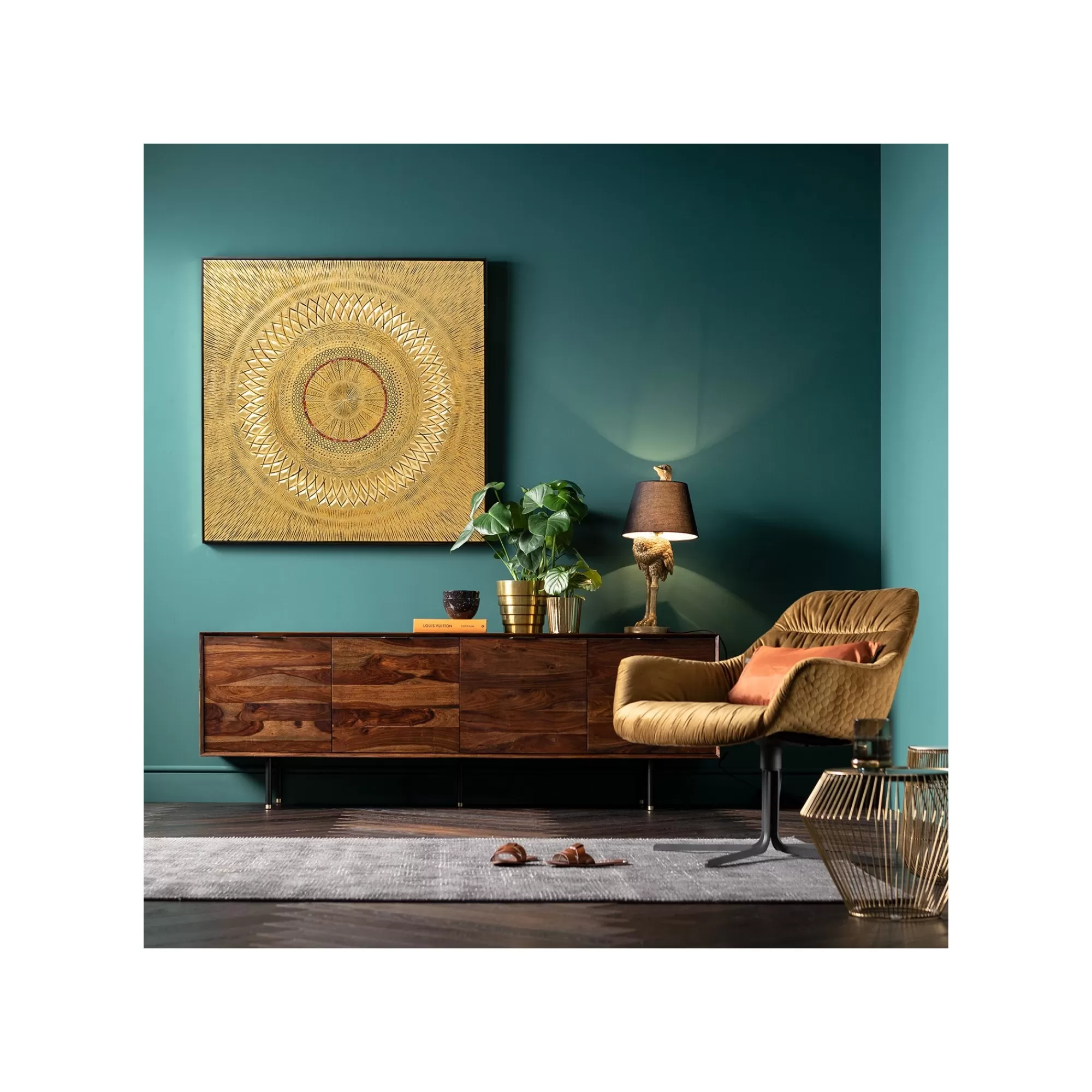 KARE Design Tableau Art Geometric Circle Doré 120x120cm ^ Tableau