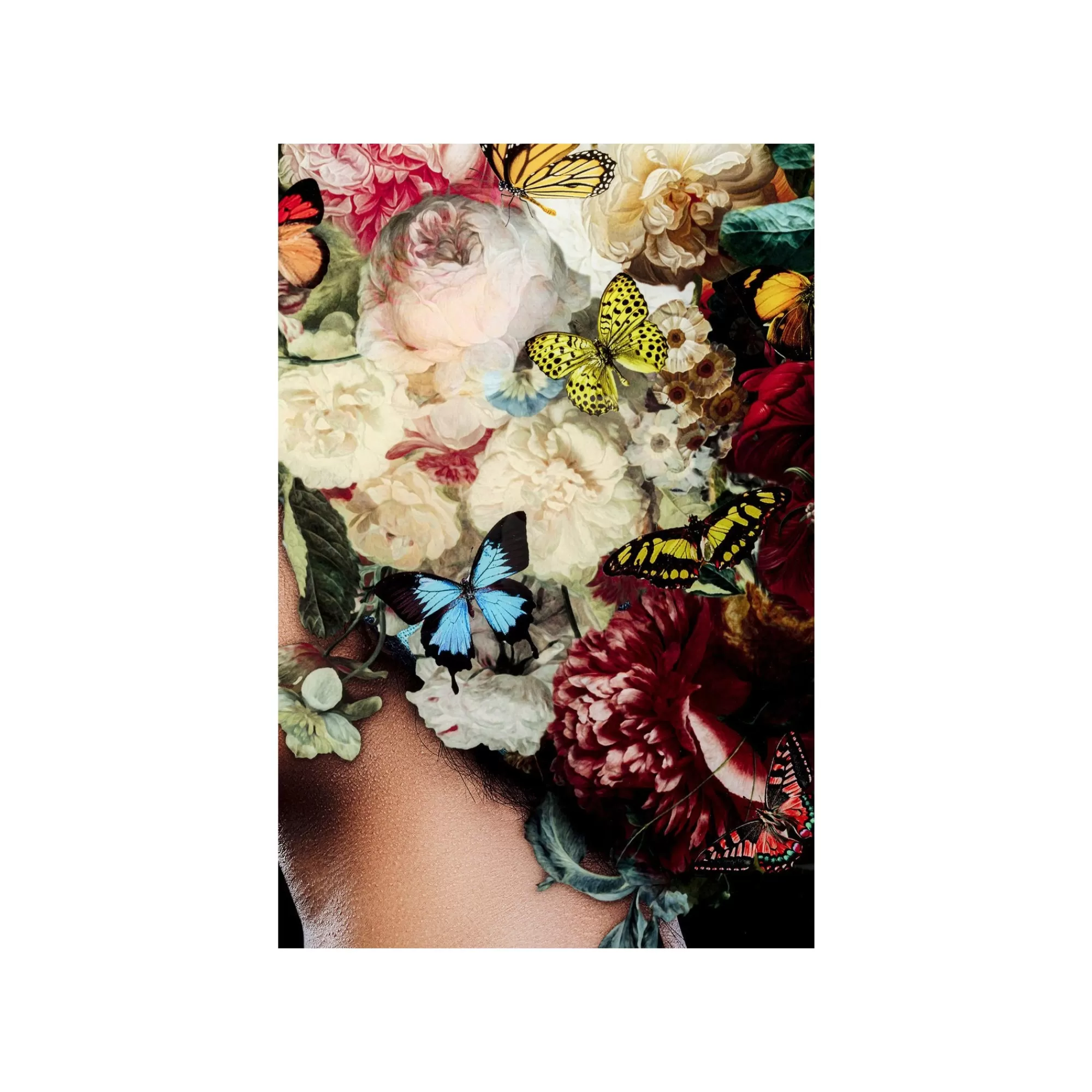 KARE Design Tableau En Verre Femme Fleurs Papillons Gauche 150x100cm ^ Tableau