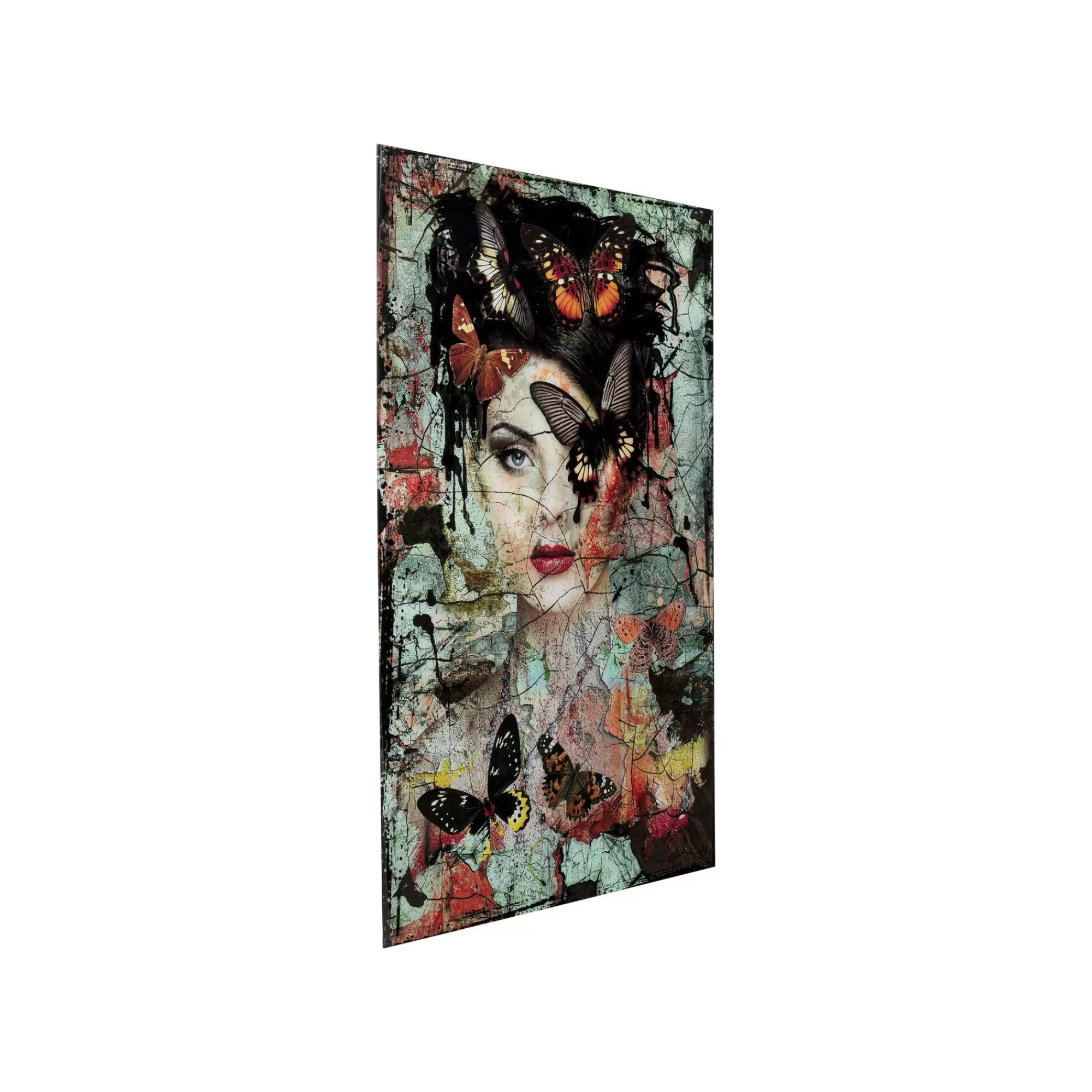KARE Design Tableau En Verre Femme Papillons Effet Brisé 100x150cm ^ Tableau