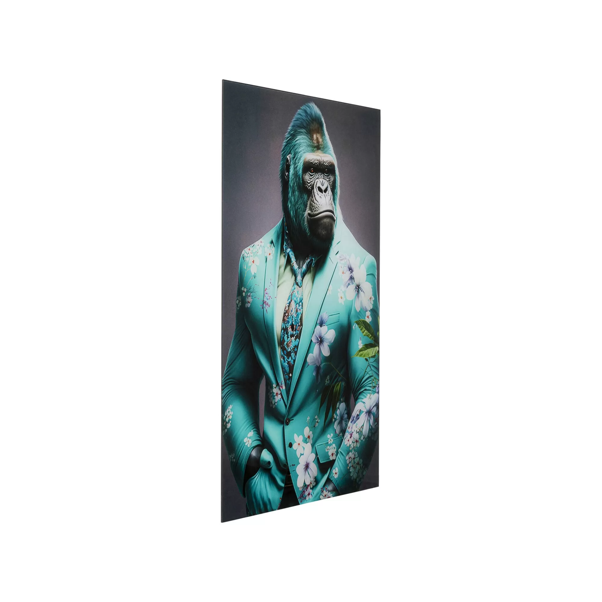 KARE Design Tableau En Verre Gorille Costume Bleu 60x90cm ^ Tableau