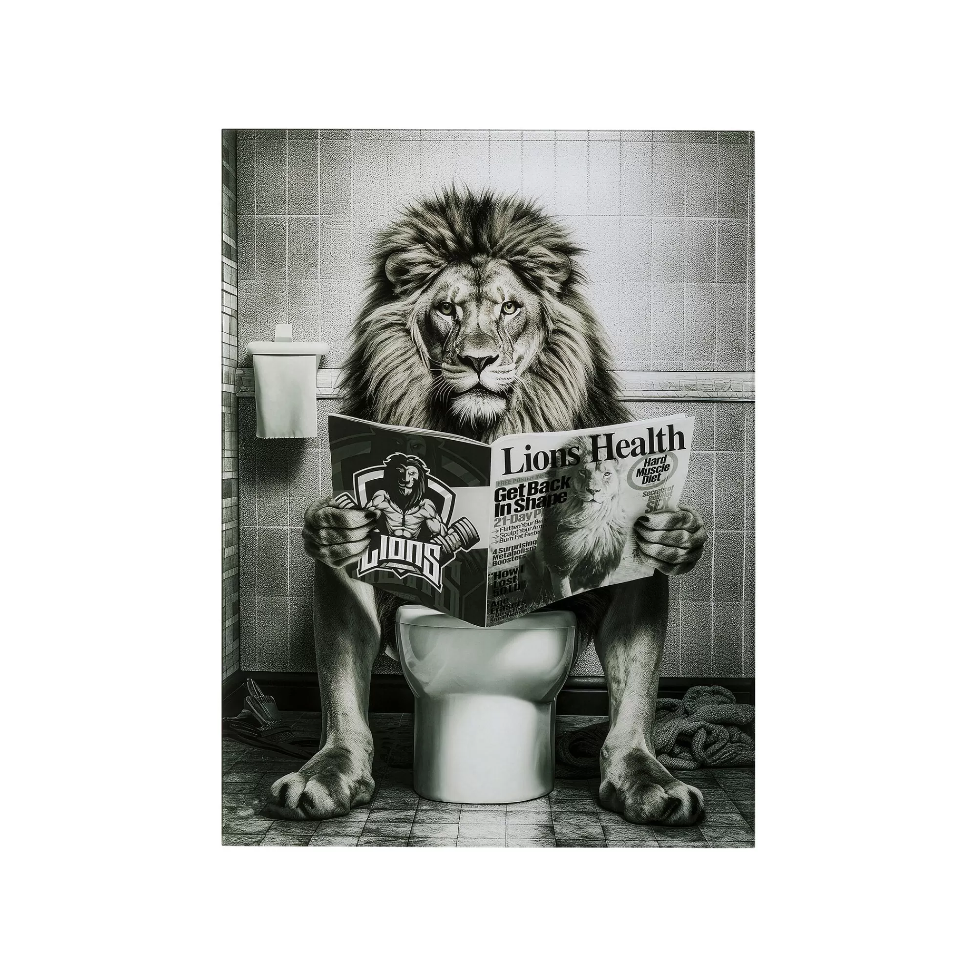 KARE Design Tableau En Verre Lion Journal 60x80cm ^ Tableau