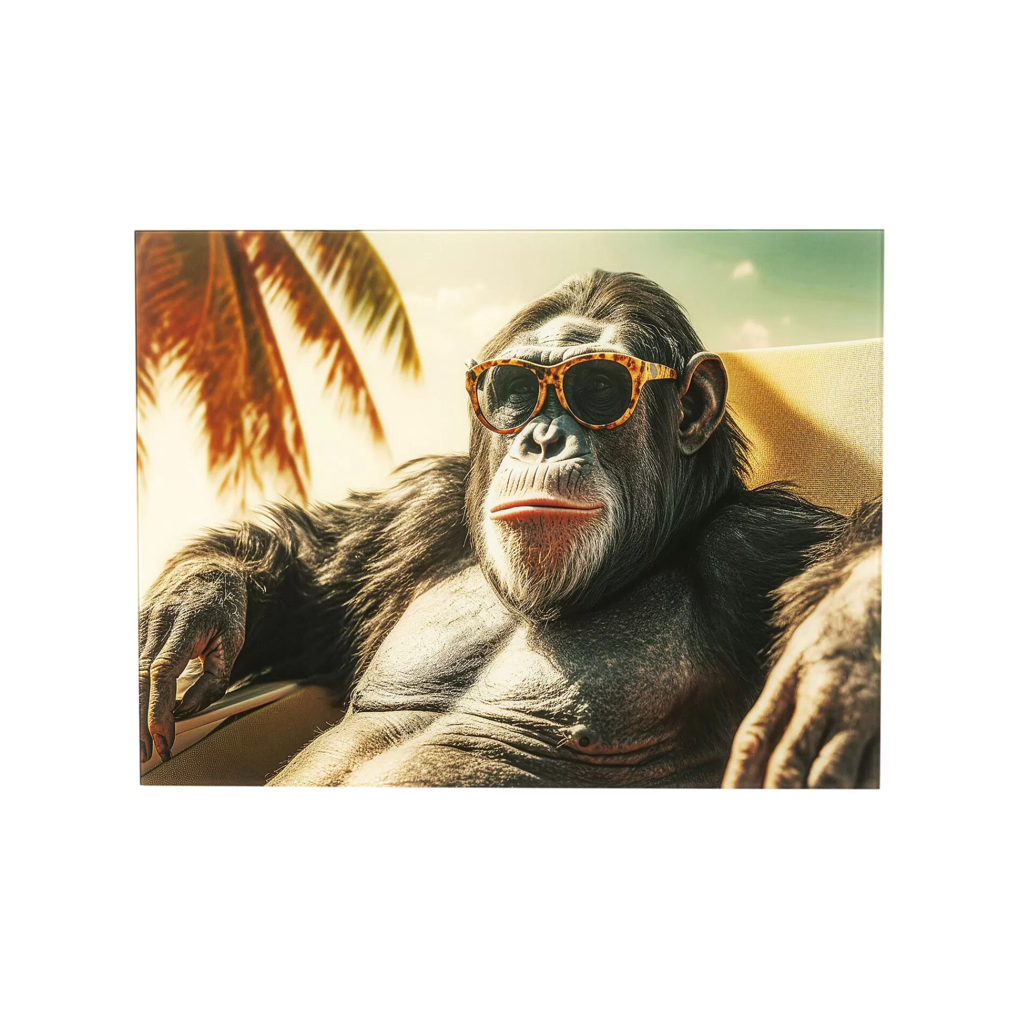 KARE Design Tableau En Verre Singe En Vacances 80x60cm ^ Tableau