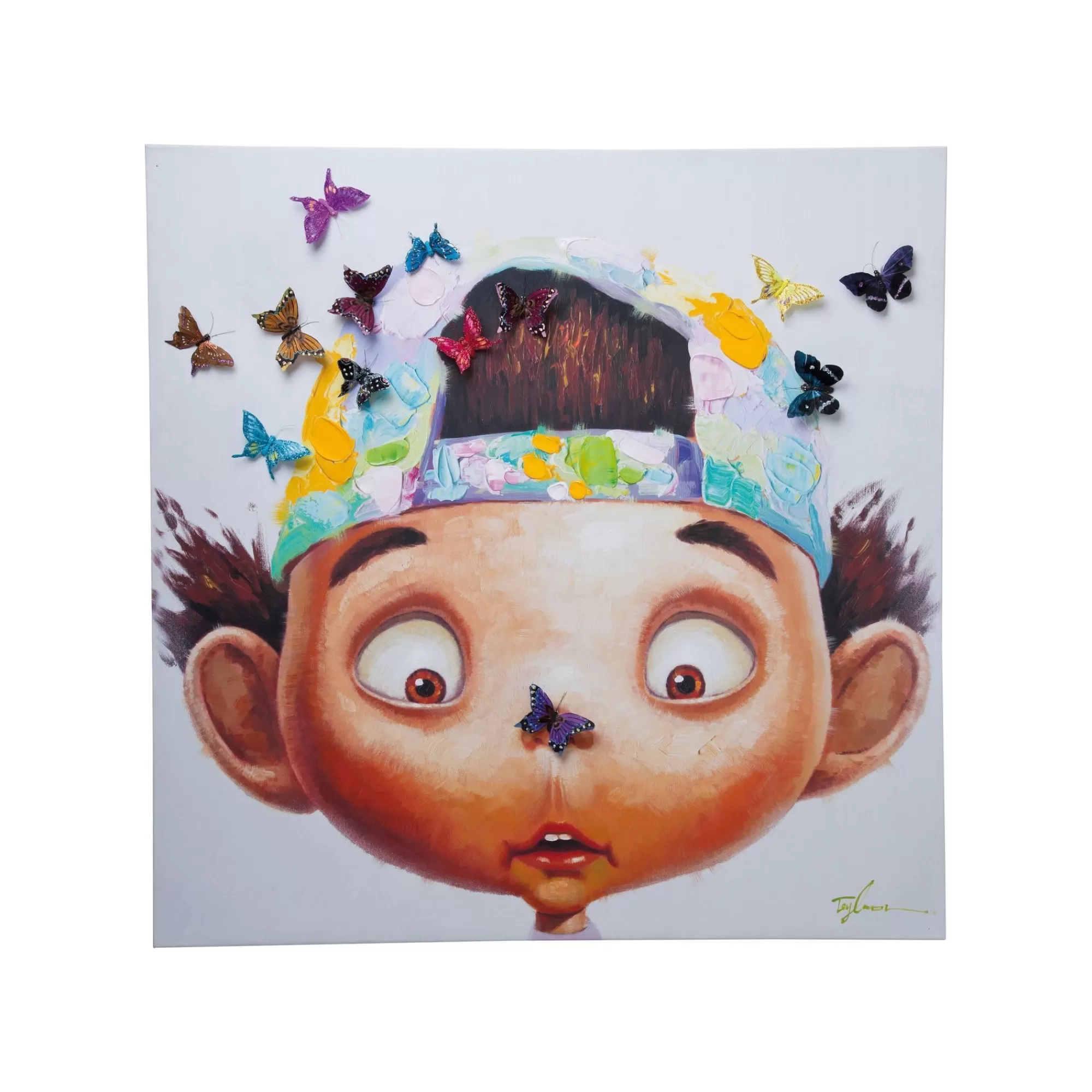 KARE Design Tableau Touched Boy With Butterflys 100x100cm ^ Tableau