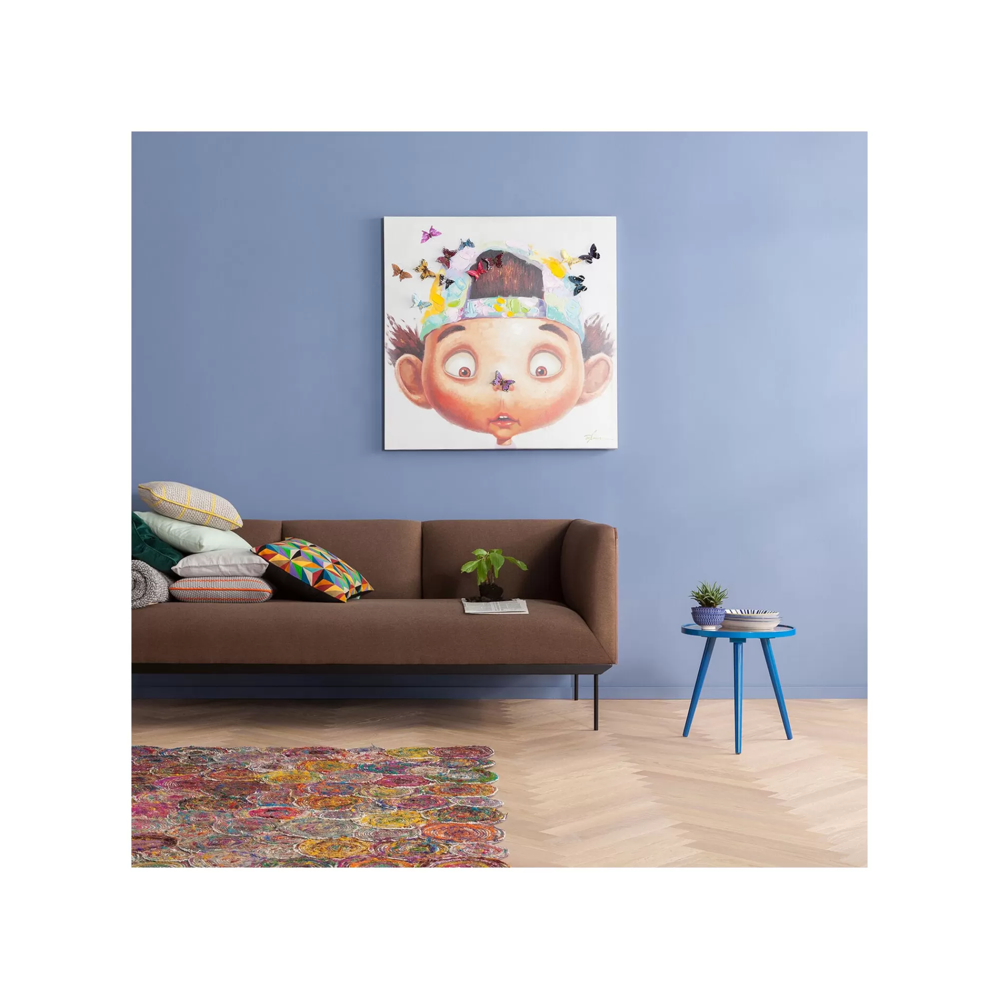 KARE Design Tableau Touched Boy With Butterflys 100x100cm ^ Tableau