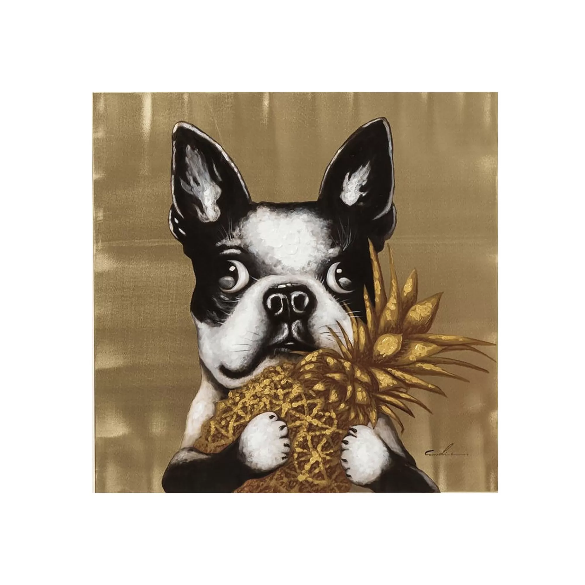 KARE Design Tableau Touched Chien Ananas 80x80cm ^ Tableau