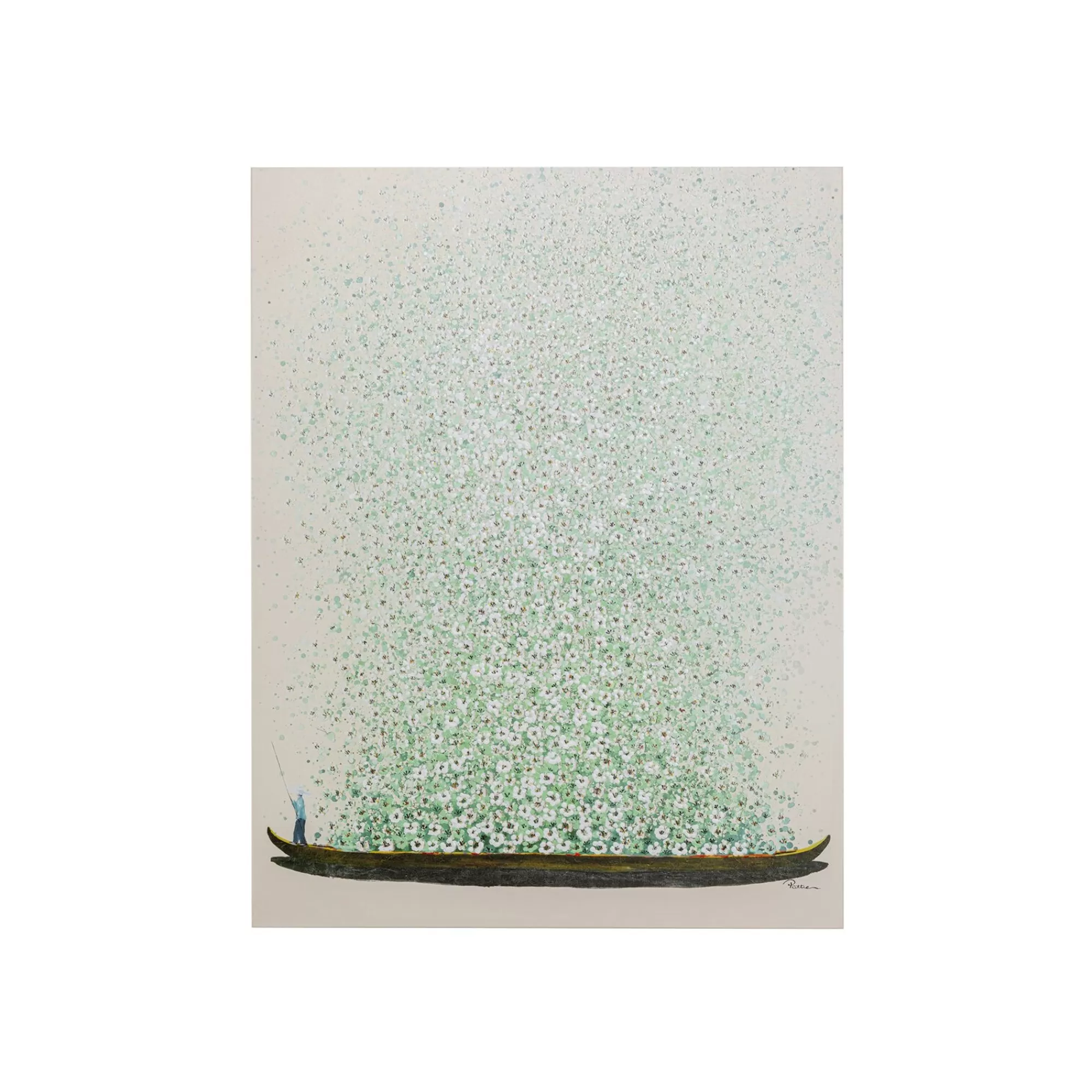 KARE Design Tableau Touched Fleurs Pirogue Beige Et Vert 120x160cm ^ Tableau