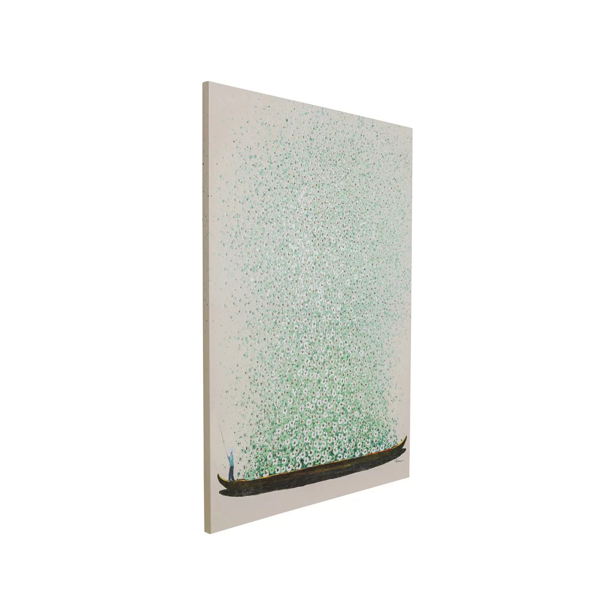 KARE Design Tableau Touched Fleurs Pirogue Beige Et Vert 120x160cm ^ Tableau