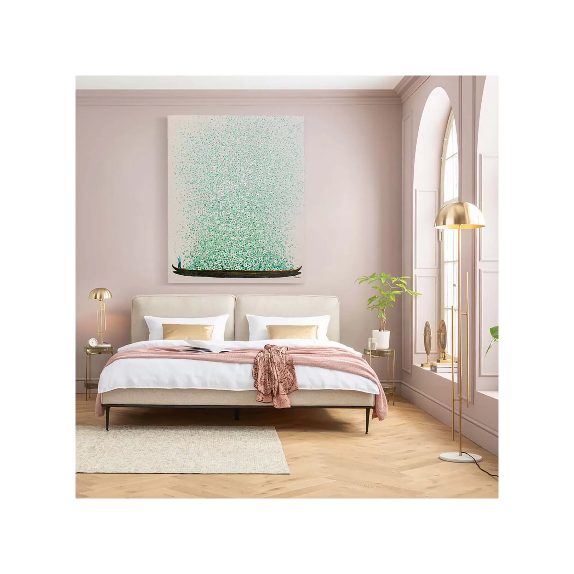KARE Design Tableau Touched Fleurs Pirogue Beige Et Vert 120x160cm ^ Tableau