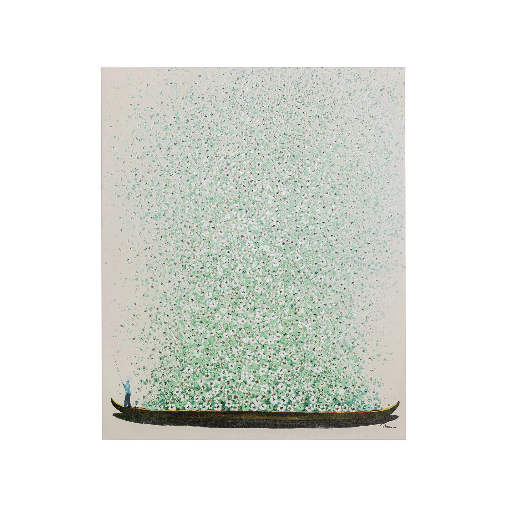 KARE Design Tableau Touched Fleurs Pirogue Beige Et Vert 80x100cm ^ Tableau