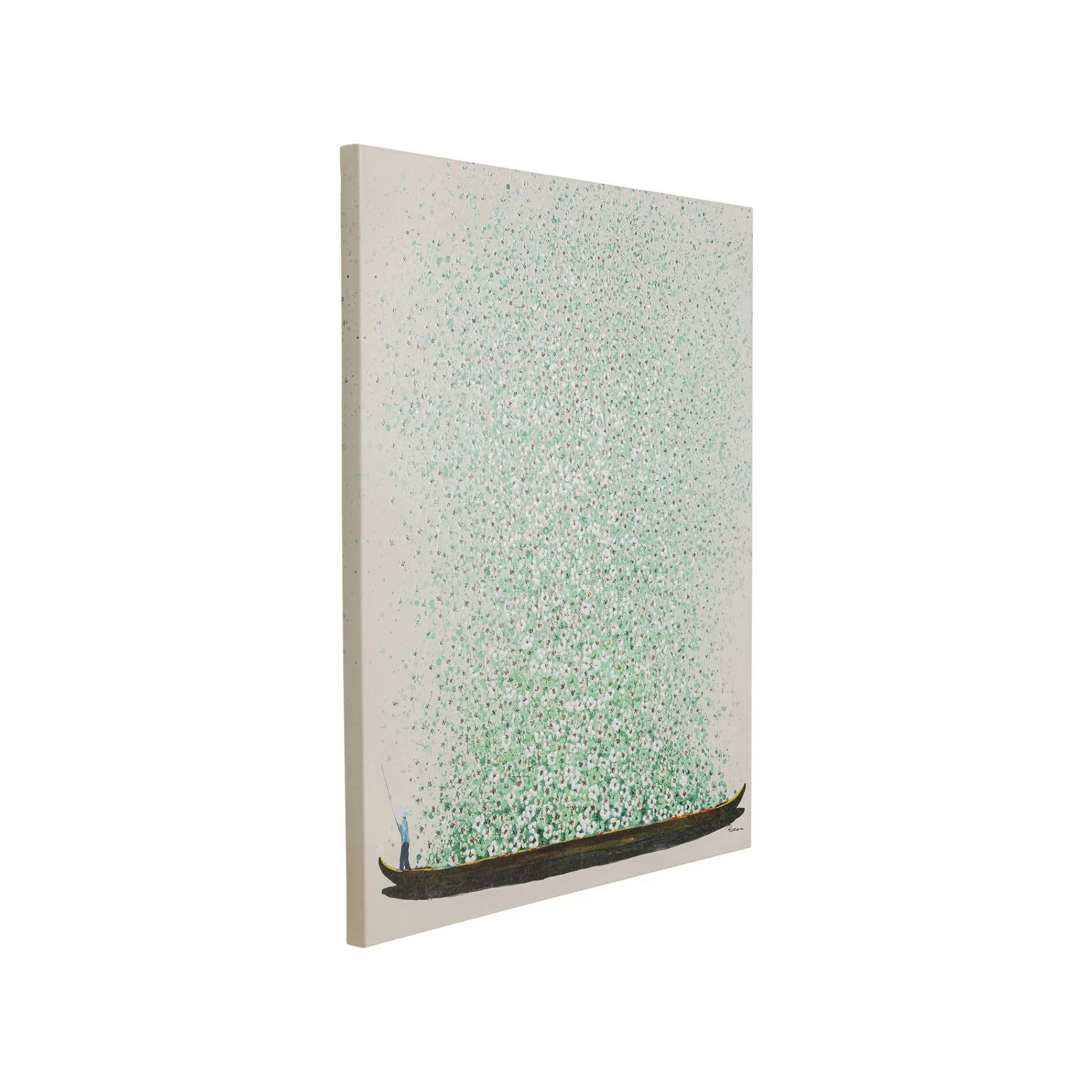 KARE Design Tableau Touched Fleurs Pirogue Beige Et Vert 80x100cm ^ Tableau
