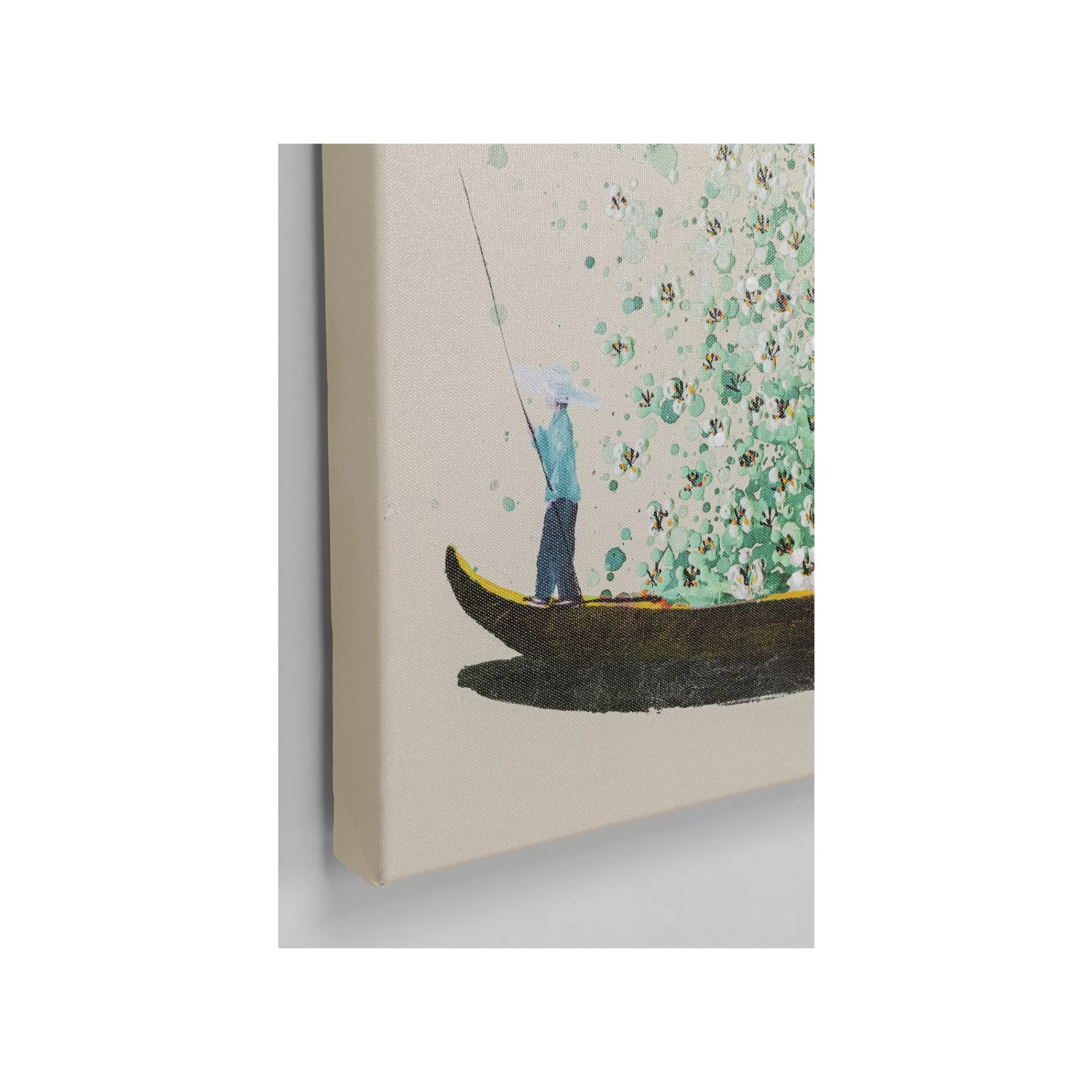 KARE Design Tableau Touched Fleurs Pirogue Beige Et Vert 80x100cm ^ Tableau