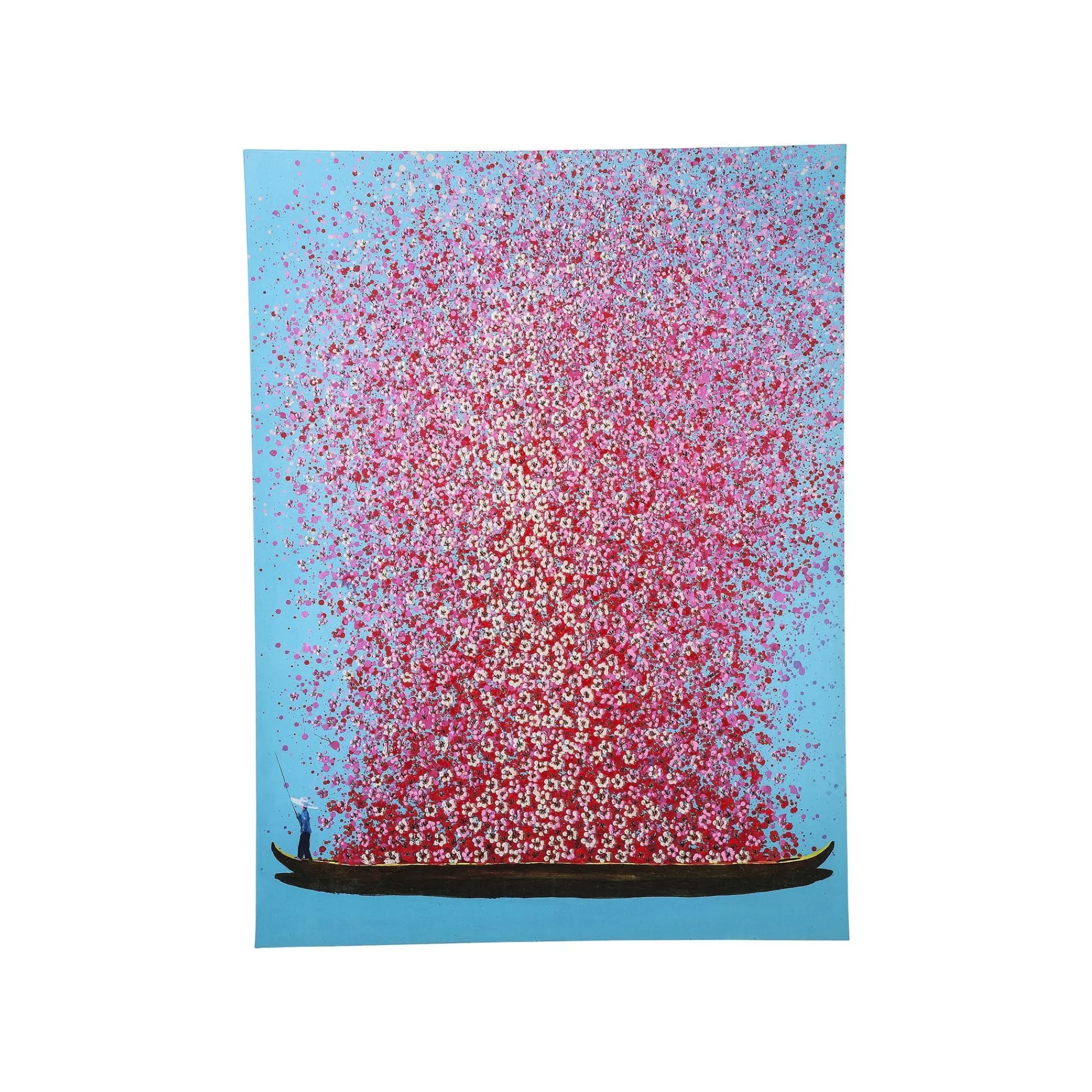 KARE Design Tableau Touched Fleurs Pirogue Bleu Et Rose 120x160cm ^ Tableau