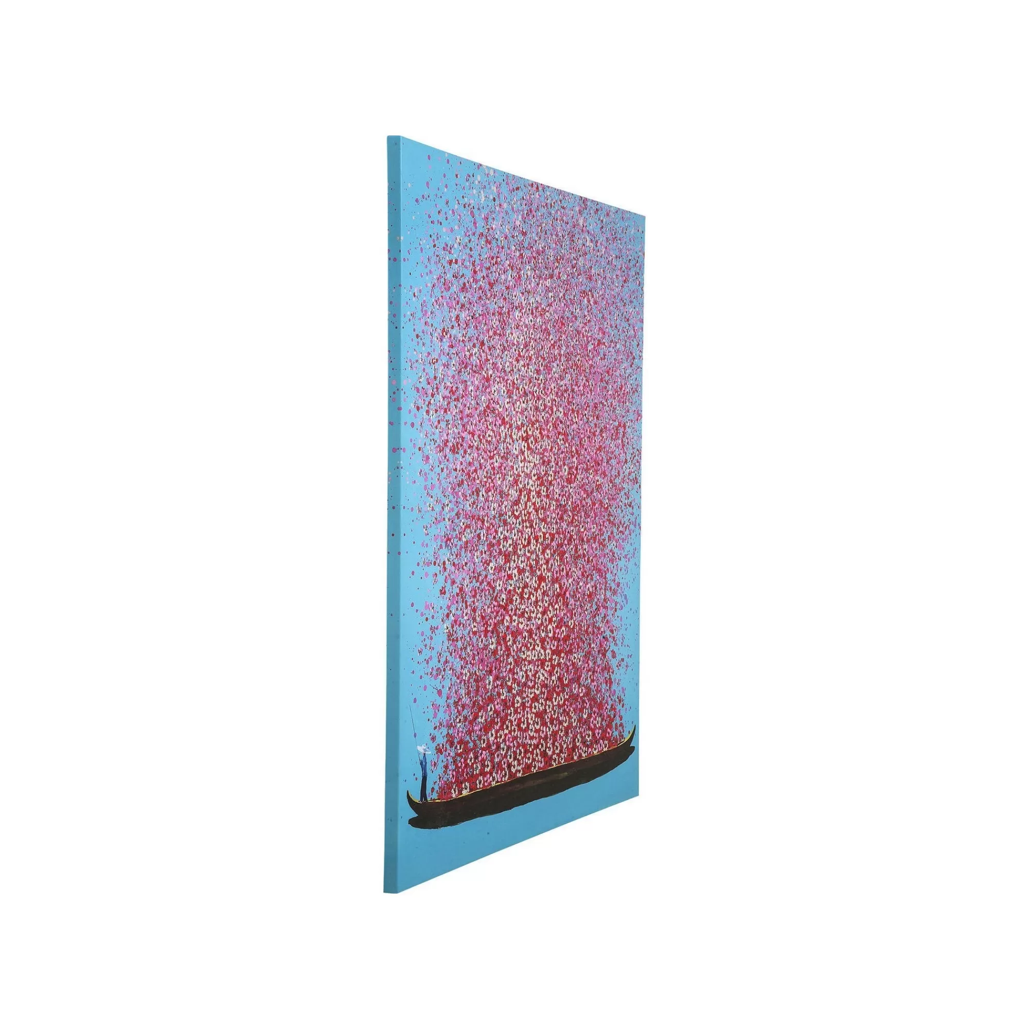KARE Design Tableau Touched Fleurs Pirogue Bleu Et Rose 120x160cm ^ Tableau