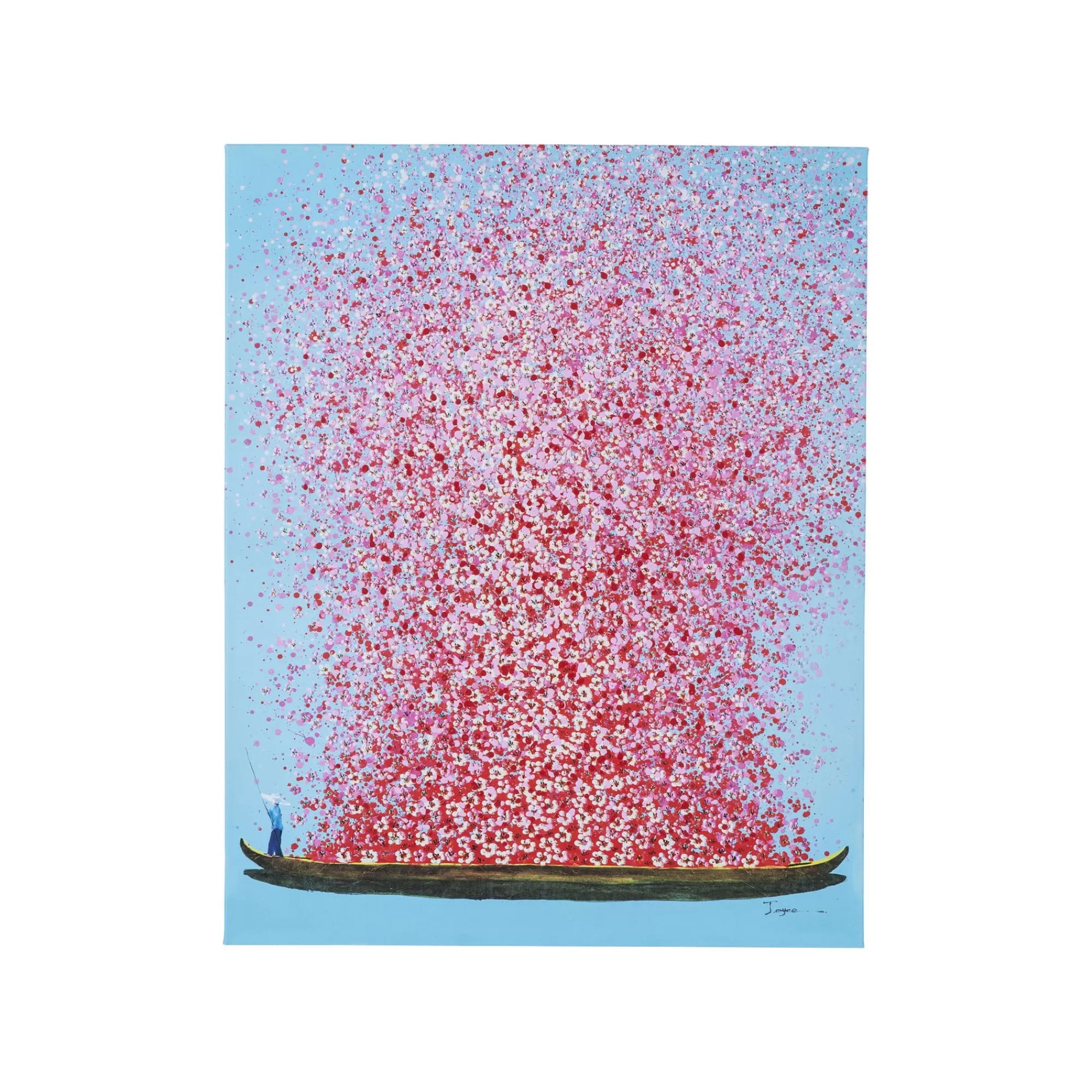 KARE Design Tableau Touched Fleurs Pirogue Bleu Et Rose 80x100cm ^ Tableau