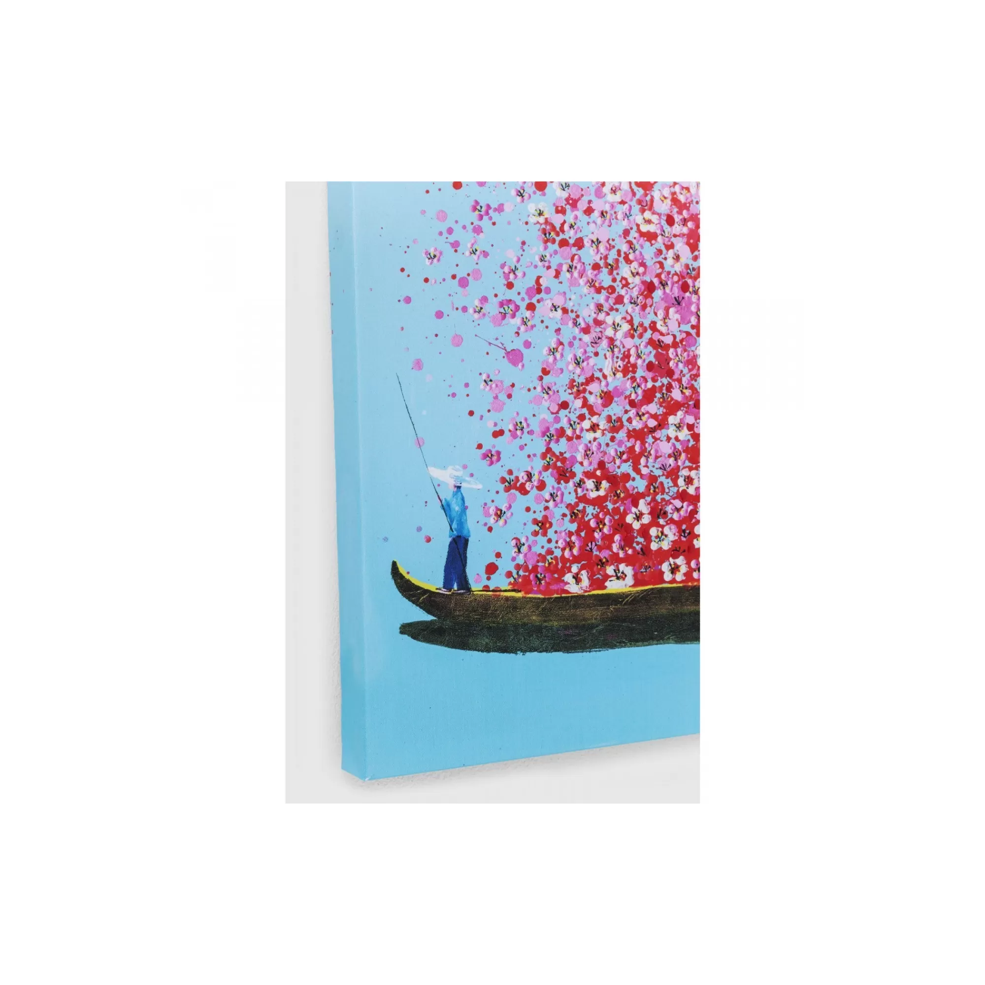 KARE Design Tableau Touched Fleurs Pirogue Bleu Et Rose 80x100cm ^ Tableau