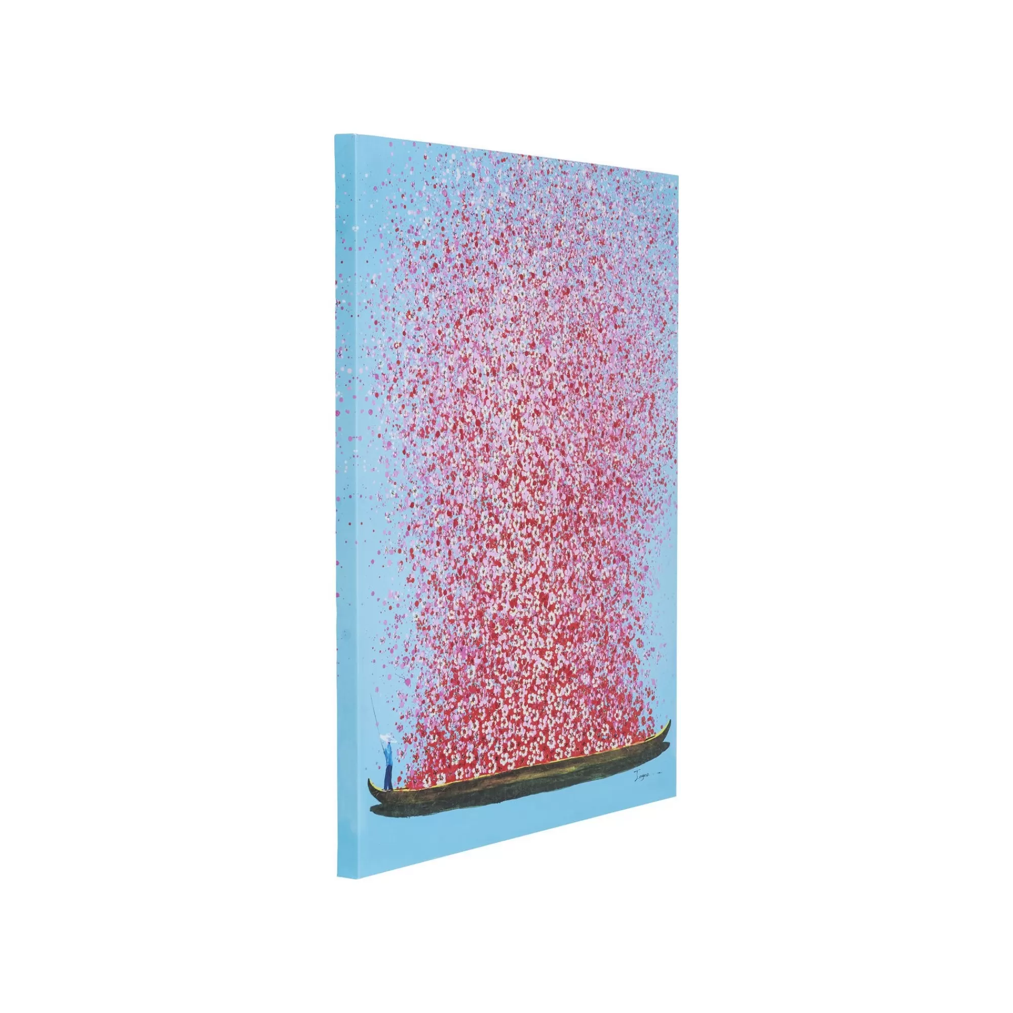KARE Design Tableau Touched Fleurs Pirogue Bleu Et Rose 80x100cm ^ Tableau