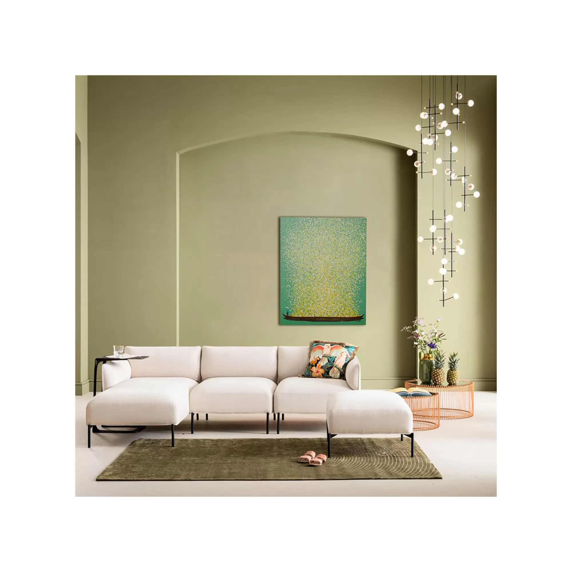 KARE Design Tableau Touched Fleurs Pirogue Vert Et Jaune 80x100cm ^ Tableau