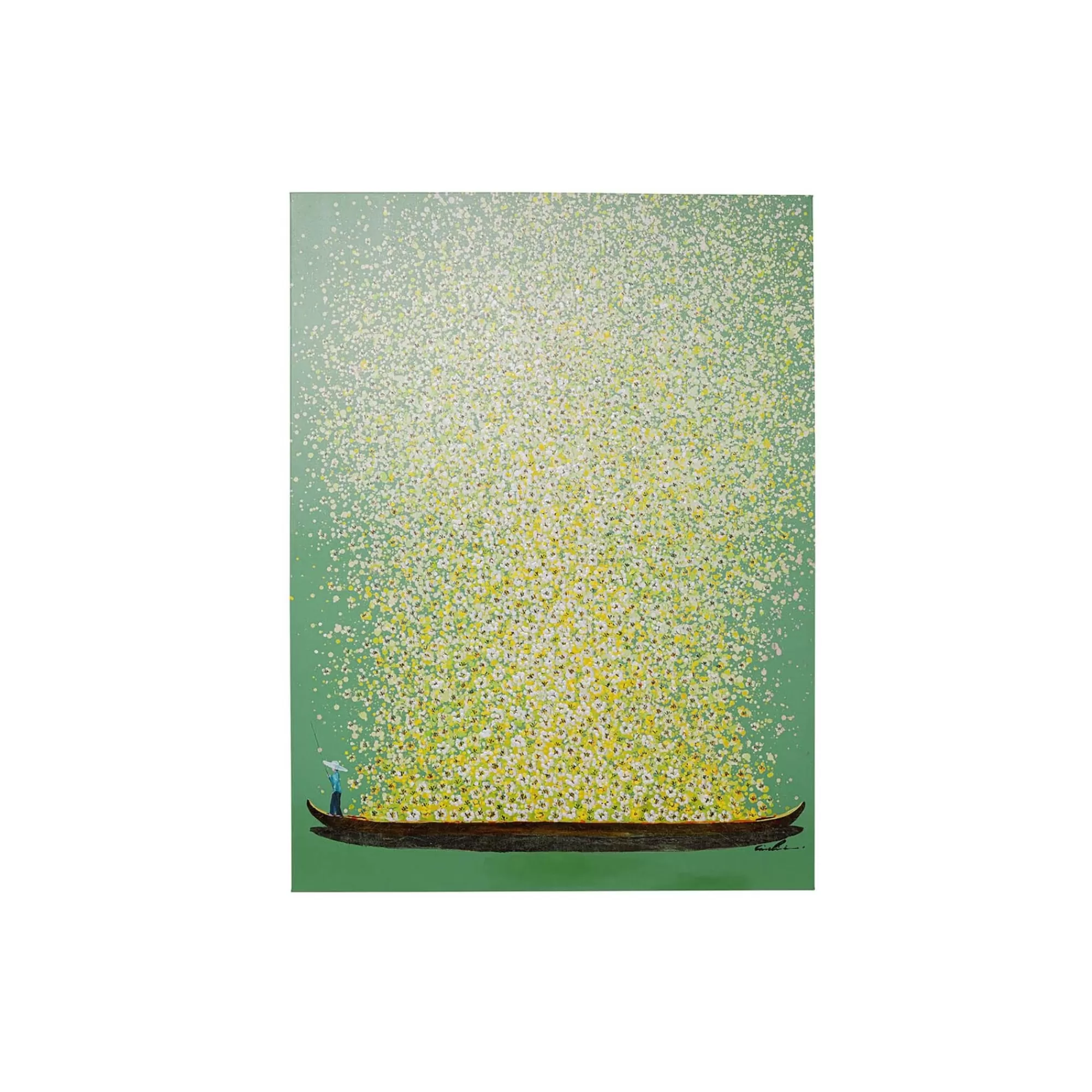 KARE Design Tableau Touched Fleurs Pirogue Vert Et Jaune 80x100cm ^ Tableau