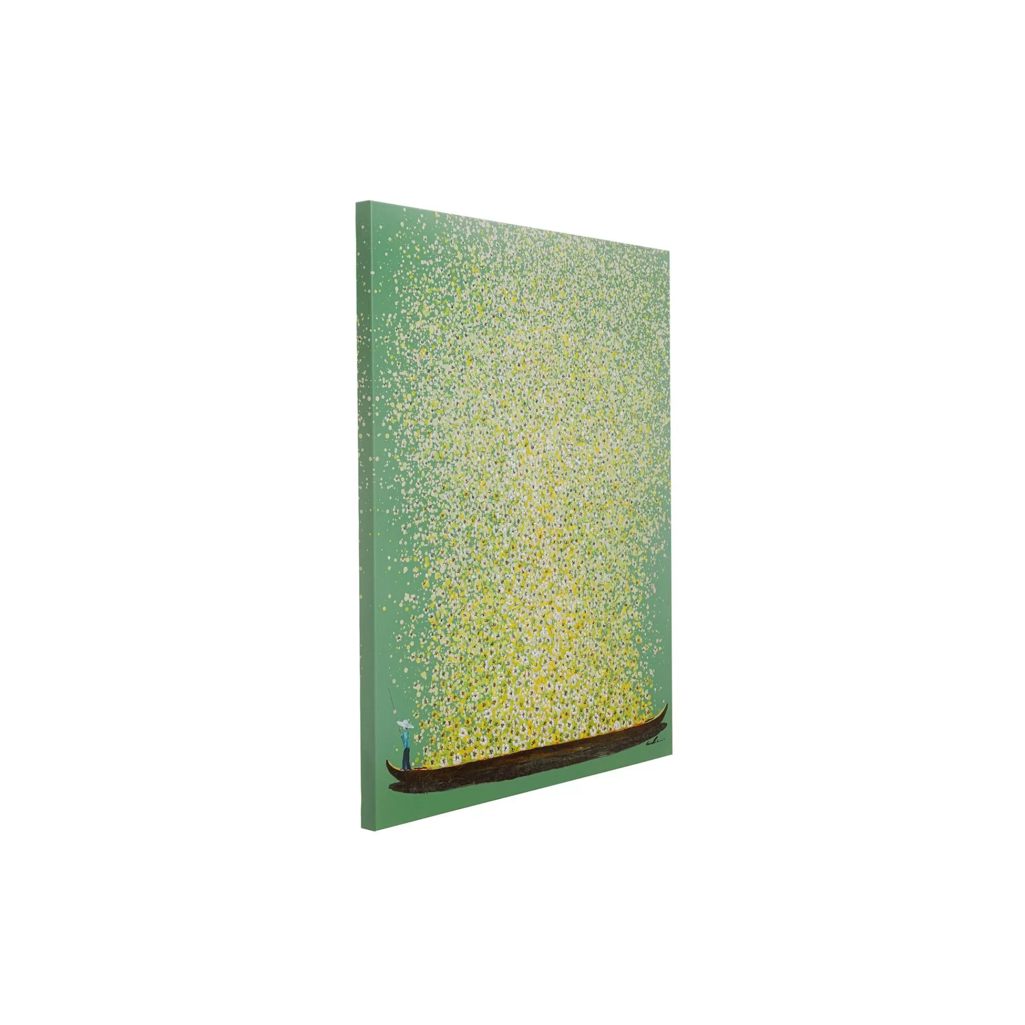 KARE Design Tableau Touched Fleurs Pirogue Vert Et Jaune 80x100cm ^ Tableau