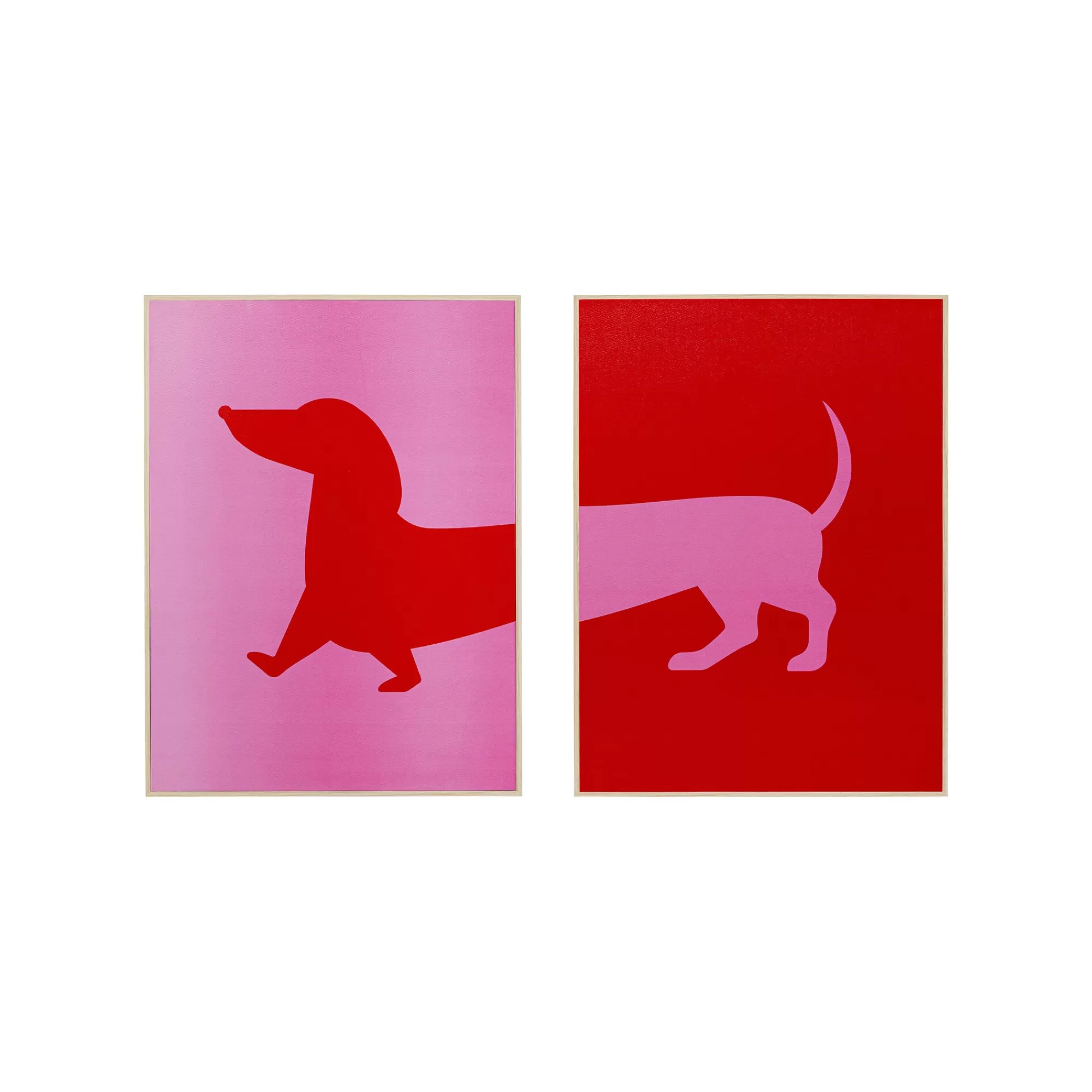 KARE Design Tableaux Teckel Rouge Et Rose Set De 2 ^ Tableau