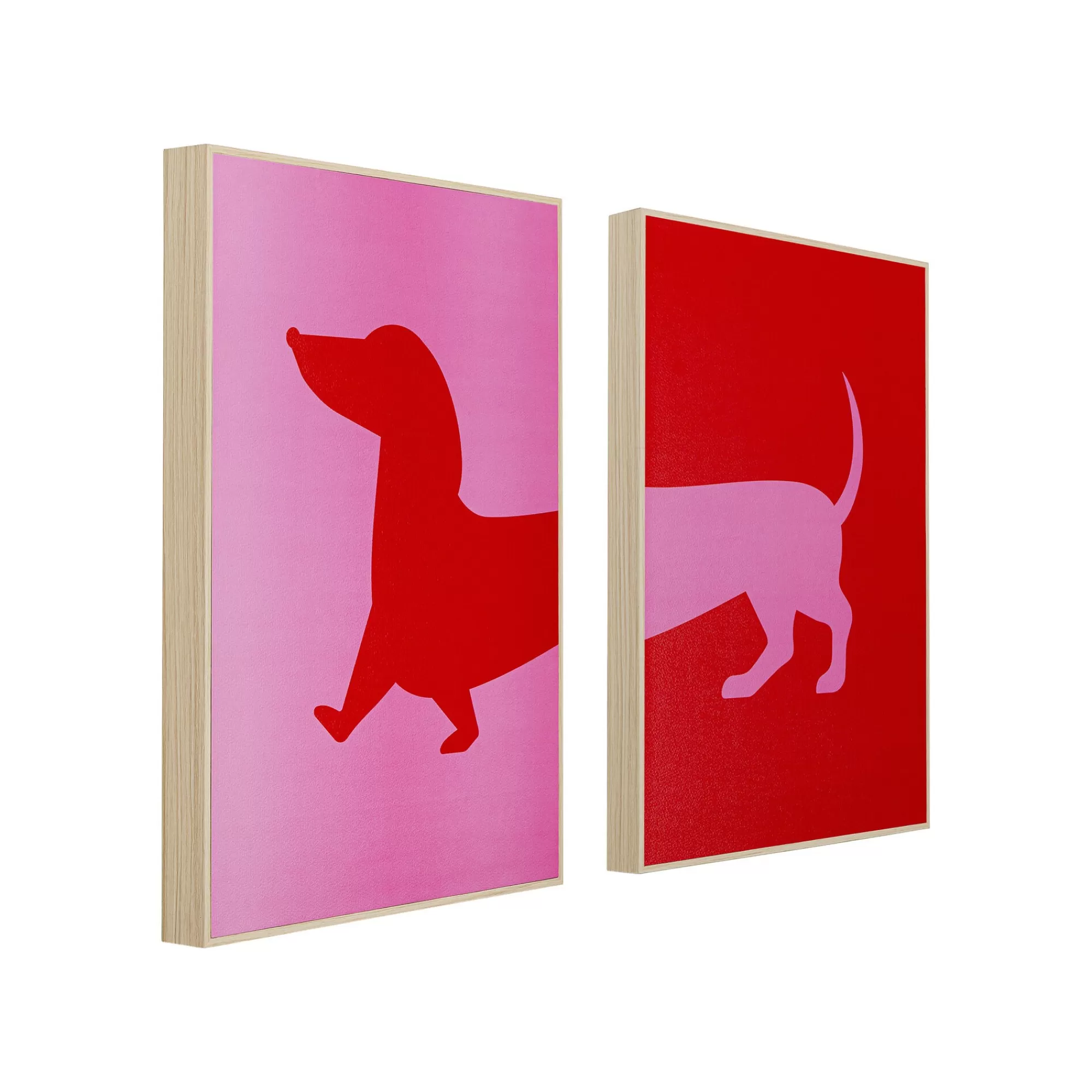 KARE Design Tableaux Teckel Rouge Et Rose Set De 2 ^ Tableau