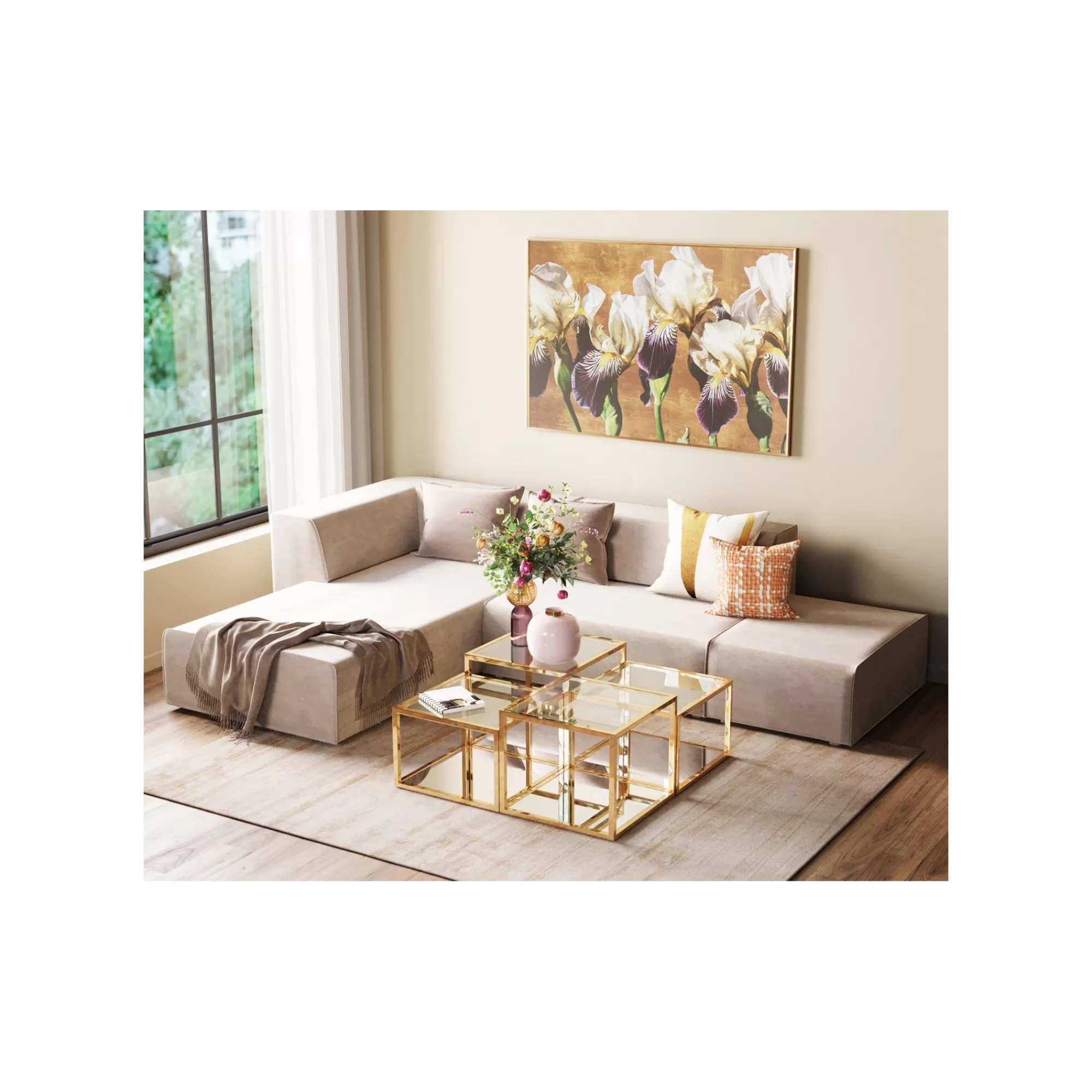 KARE Design Tables Basses Orion Set De 4 Dorées ^ Table Basse