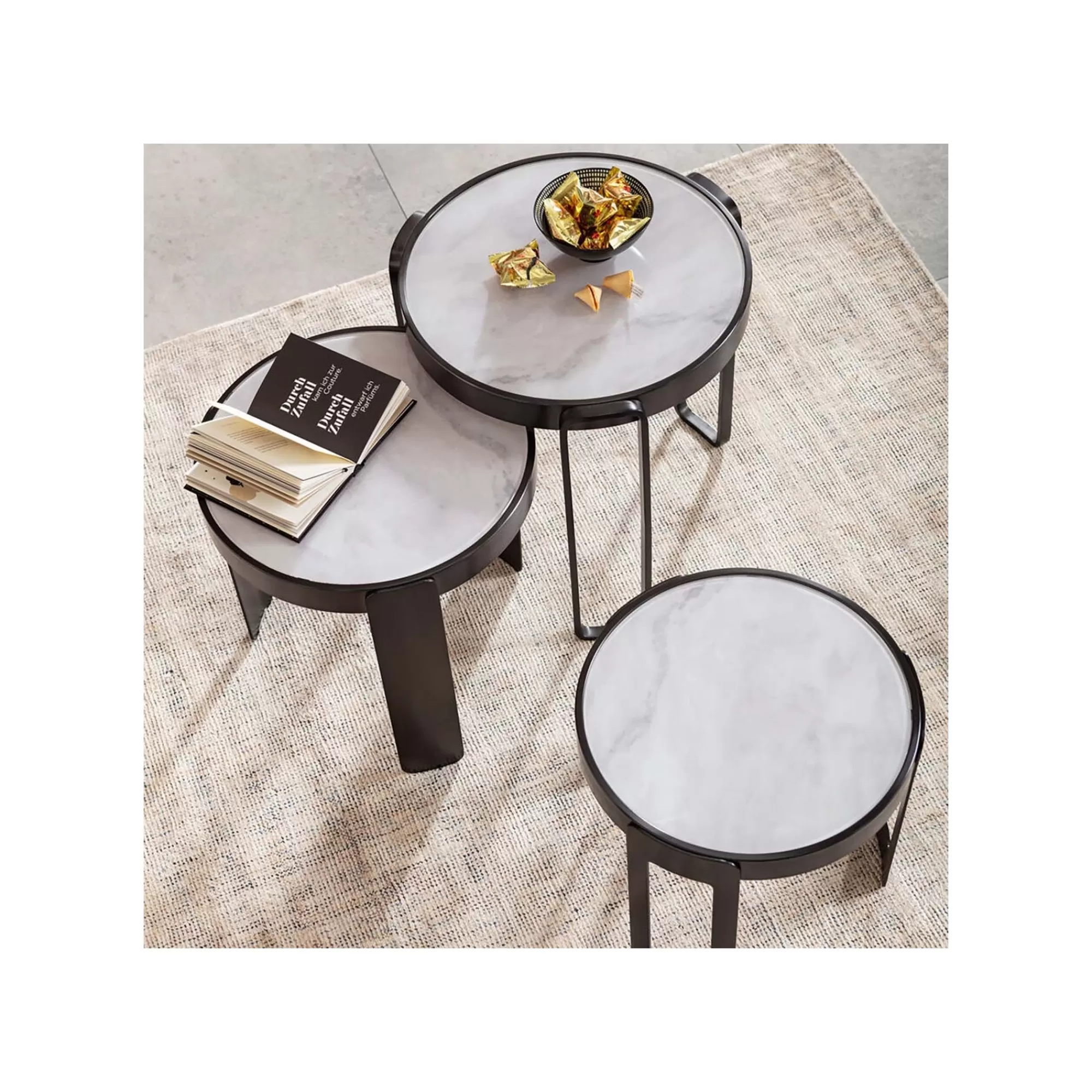 KARE Design Tables Basses Perelli Noires Set De 3 ^ Table Basse