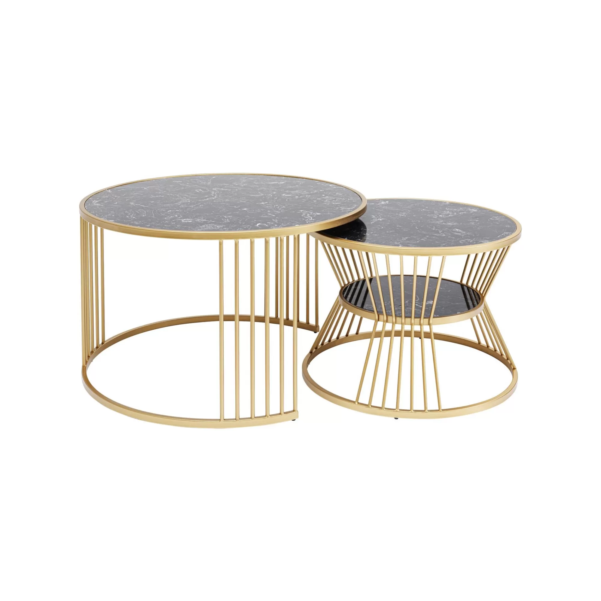 KARE Design Tables Basses Roma Set De 2 Noires Et Dorées ^ Table Basse