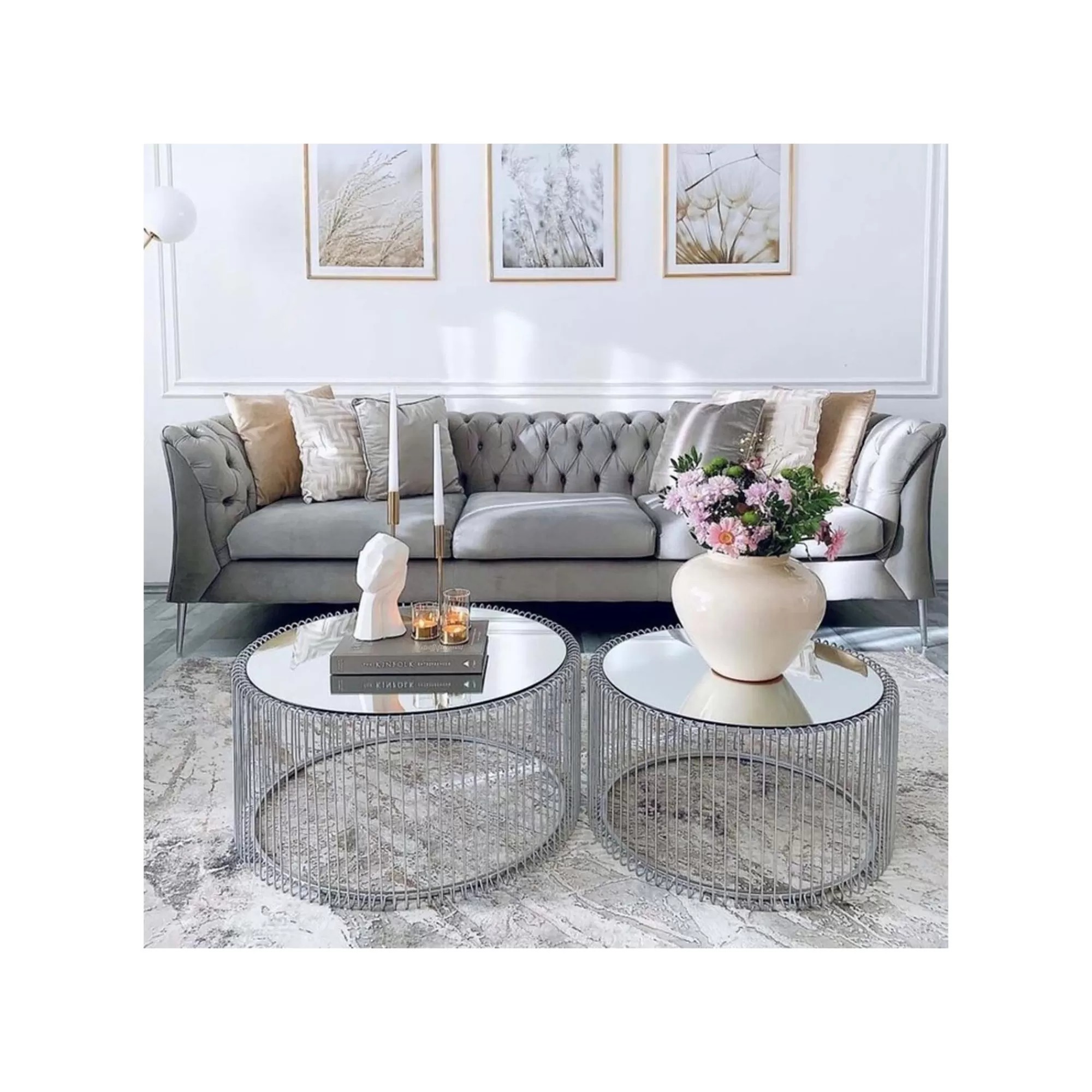 KARE Design Tables Basses Rondes Wire Set De 2 Argentées ^ Table Basse