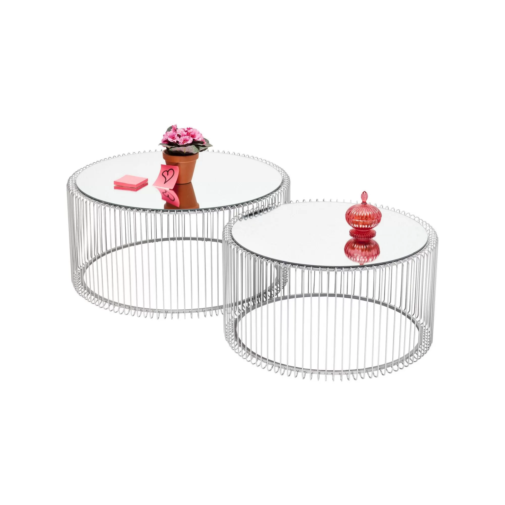 KARE Design Tables Basses Rondes Wire Set De 2 Argentées ^ Table Basse