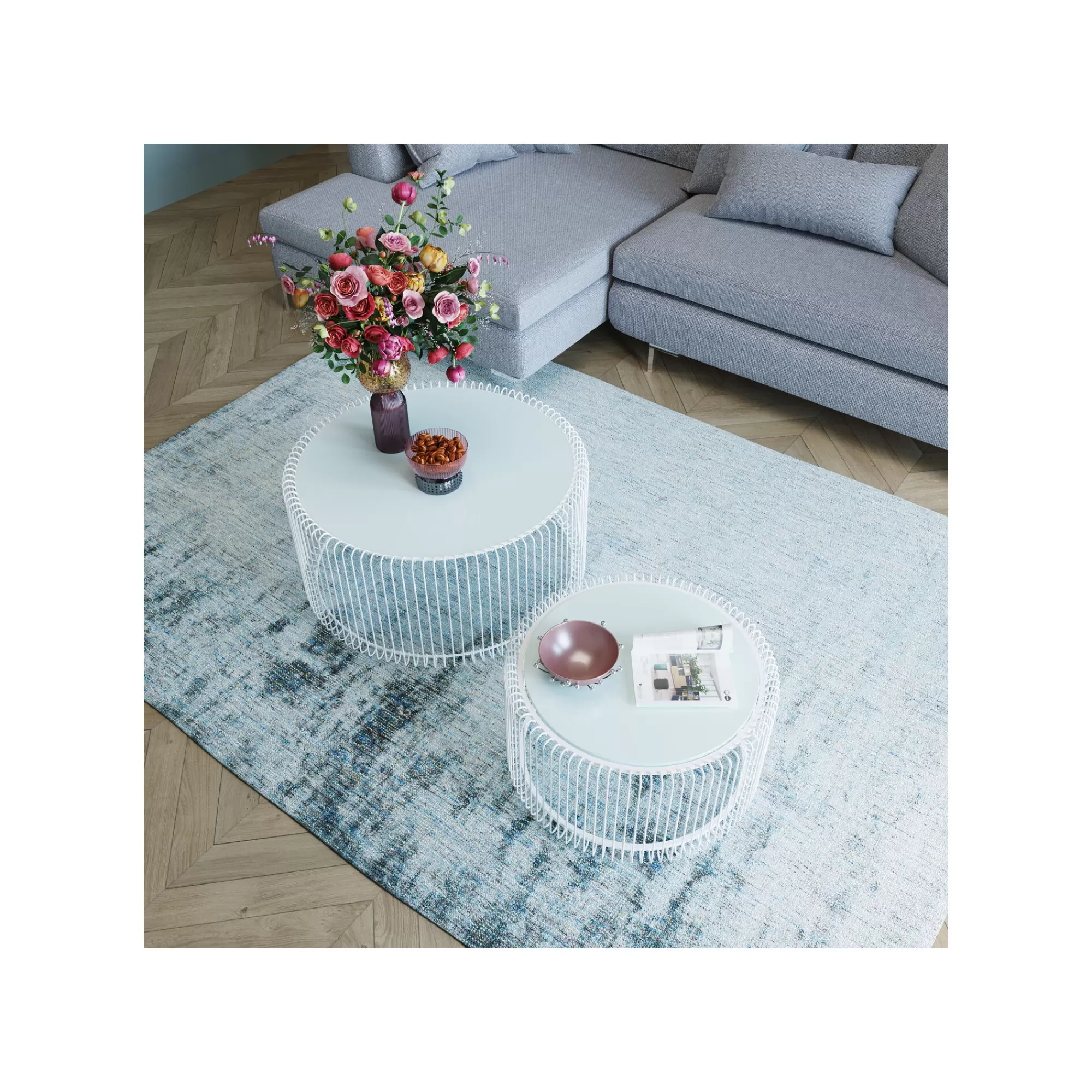 KARE Design Tables Basses Rondes Wire Set De 2 Blanches ^ Table Basse