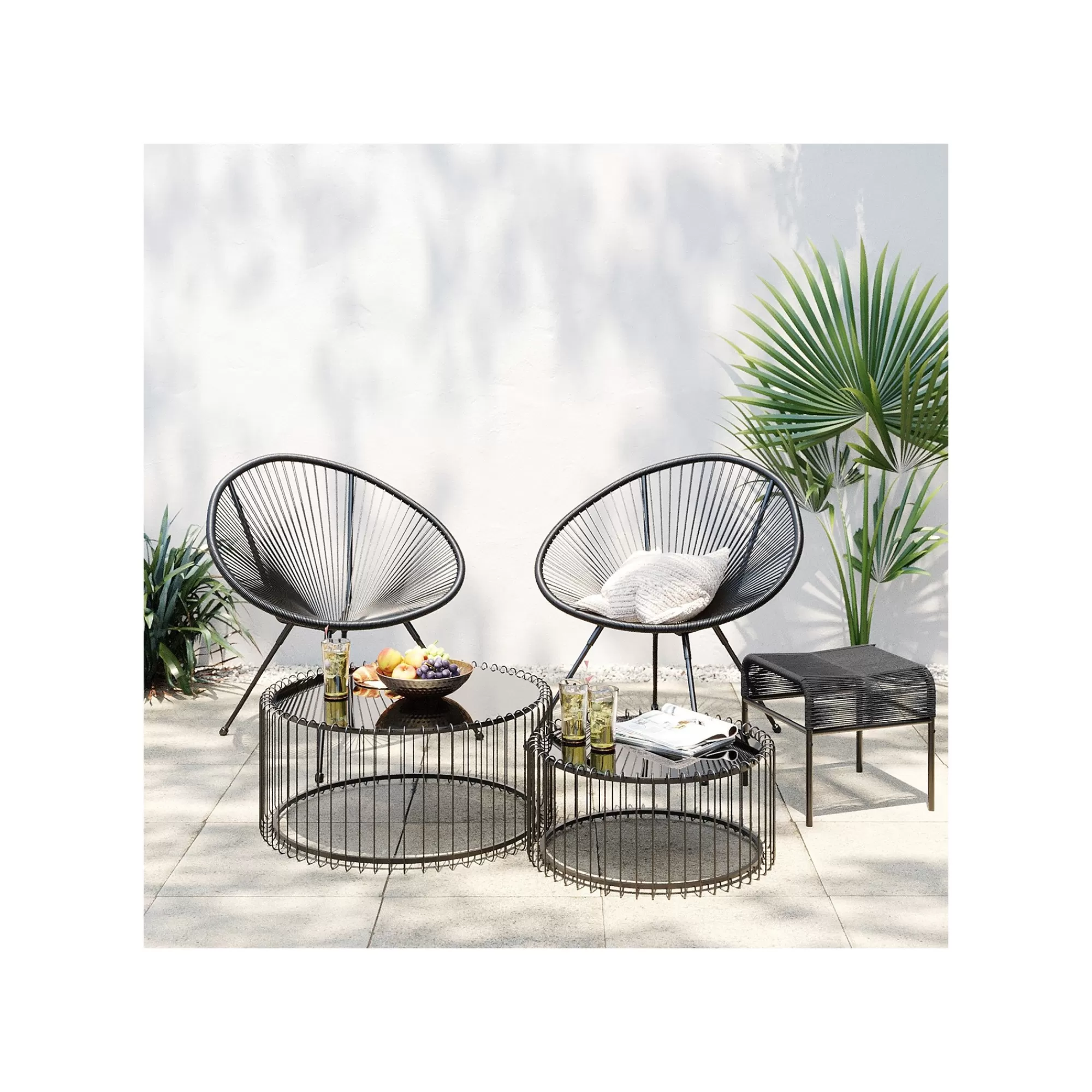 KARE Design Tables Basses Rondes Wire Set De 2 Noires ^ Table Basse