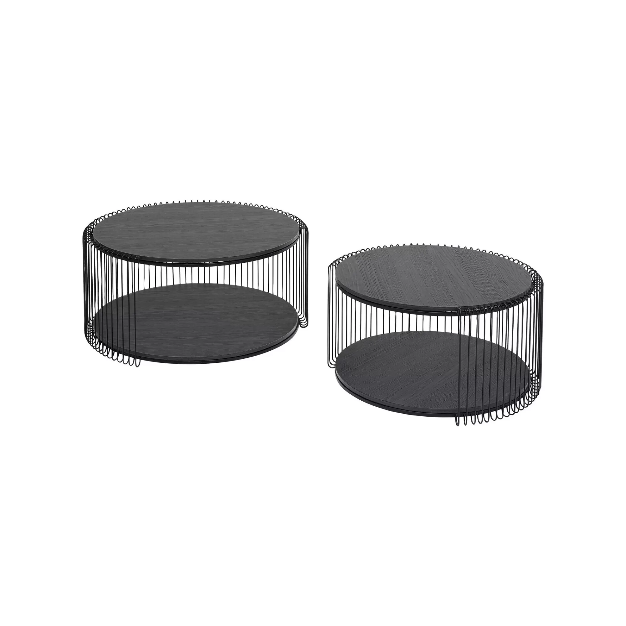 KARE Design Tables Basses Wire Double Bois Noir Set De 2 ^ Table Basse