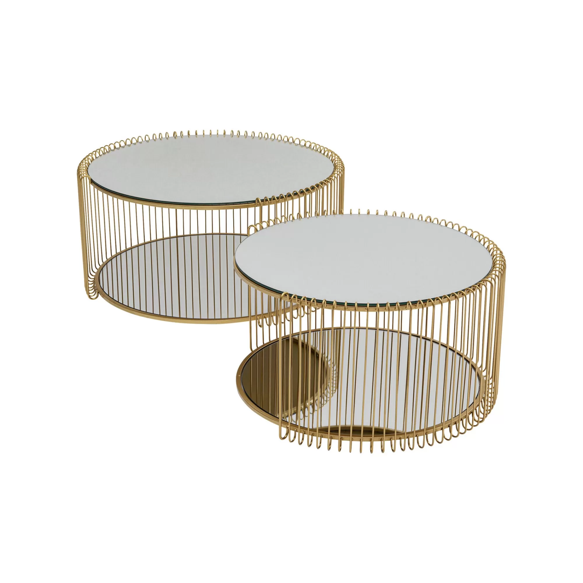 KARE Design Tables Basses Wire Double Laiton Set De 2 ^ Table Basse
