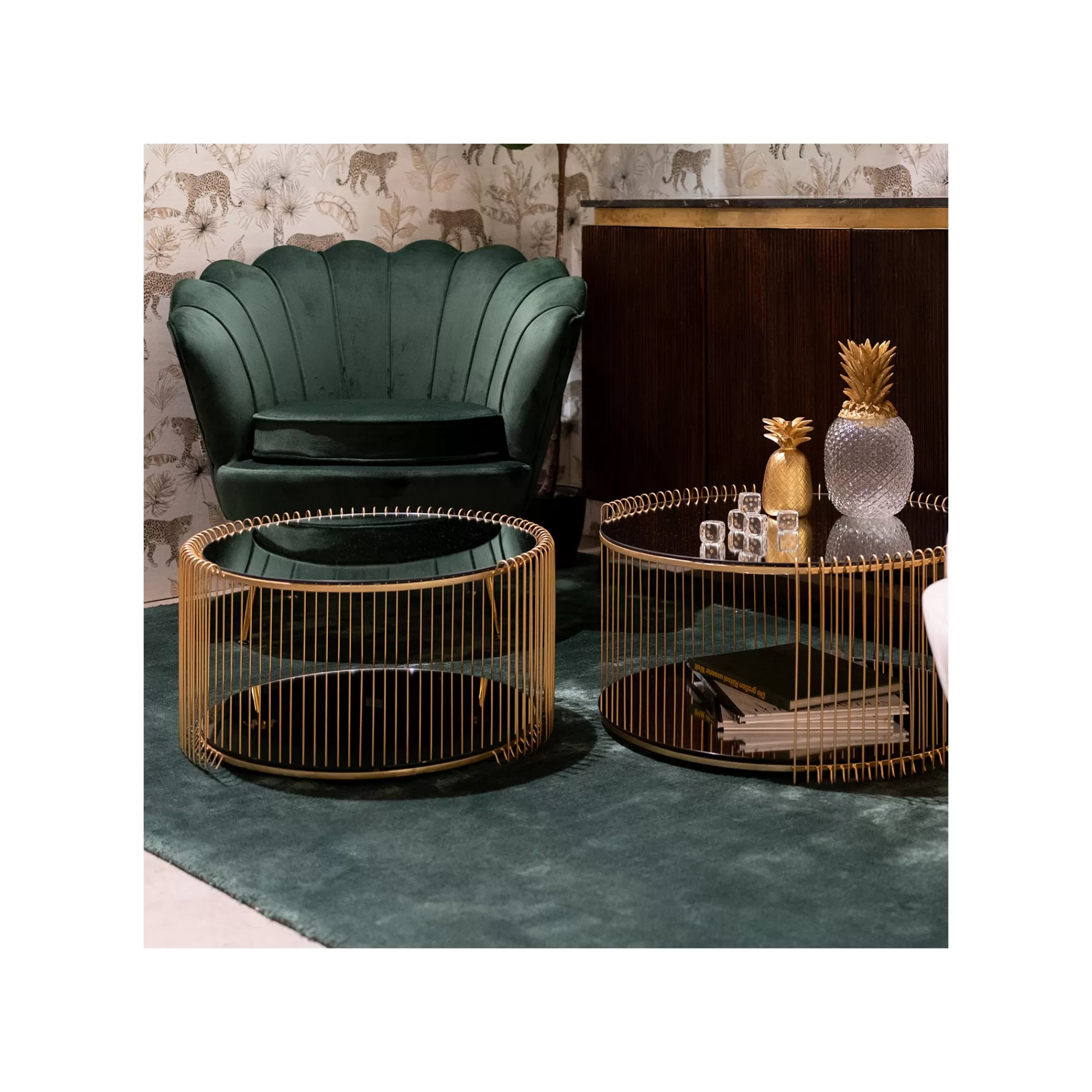 KARE Design Tables Basses Wire Double Laiton Set De 2 ^ Table Basse