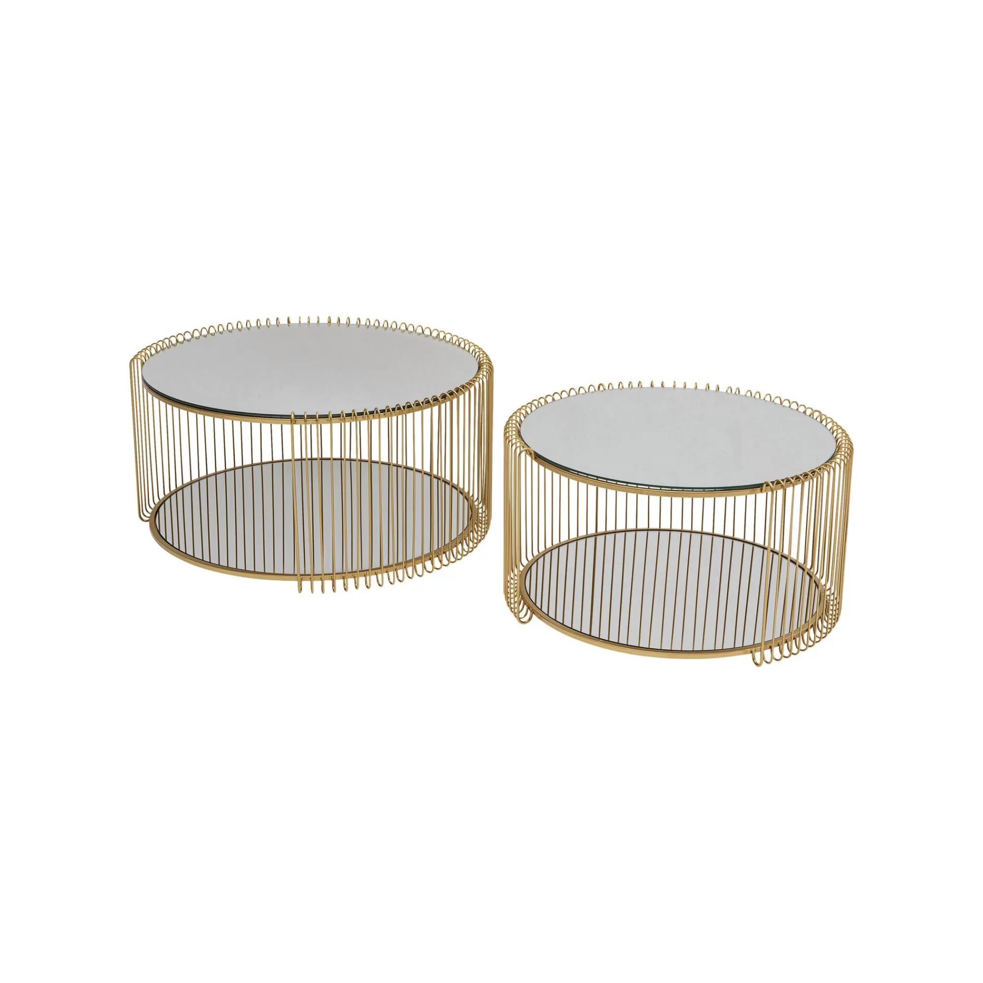 KARE Design Tables Basses Wire Double Laiton Set De 2 ^ Table Basse